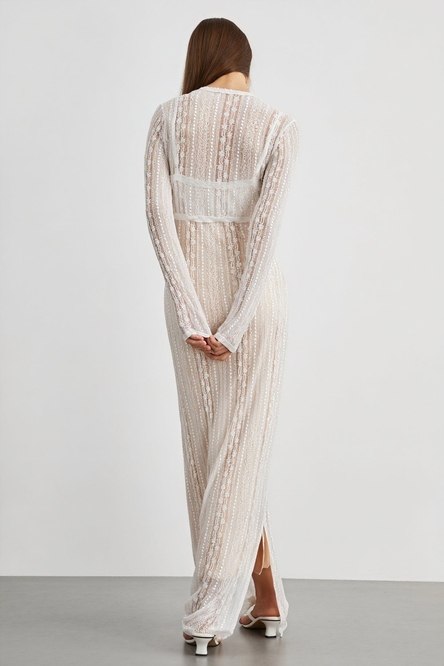 Sheer Maxi Dress with Striped Bolero