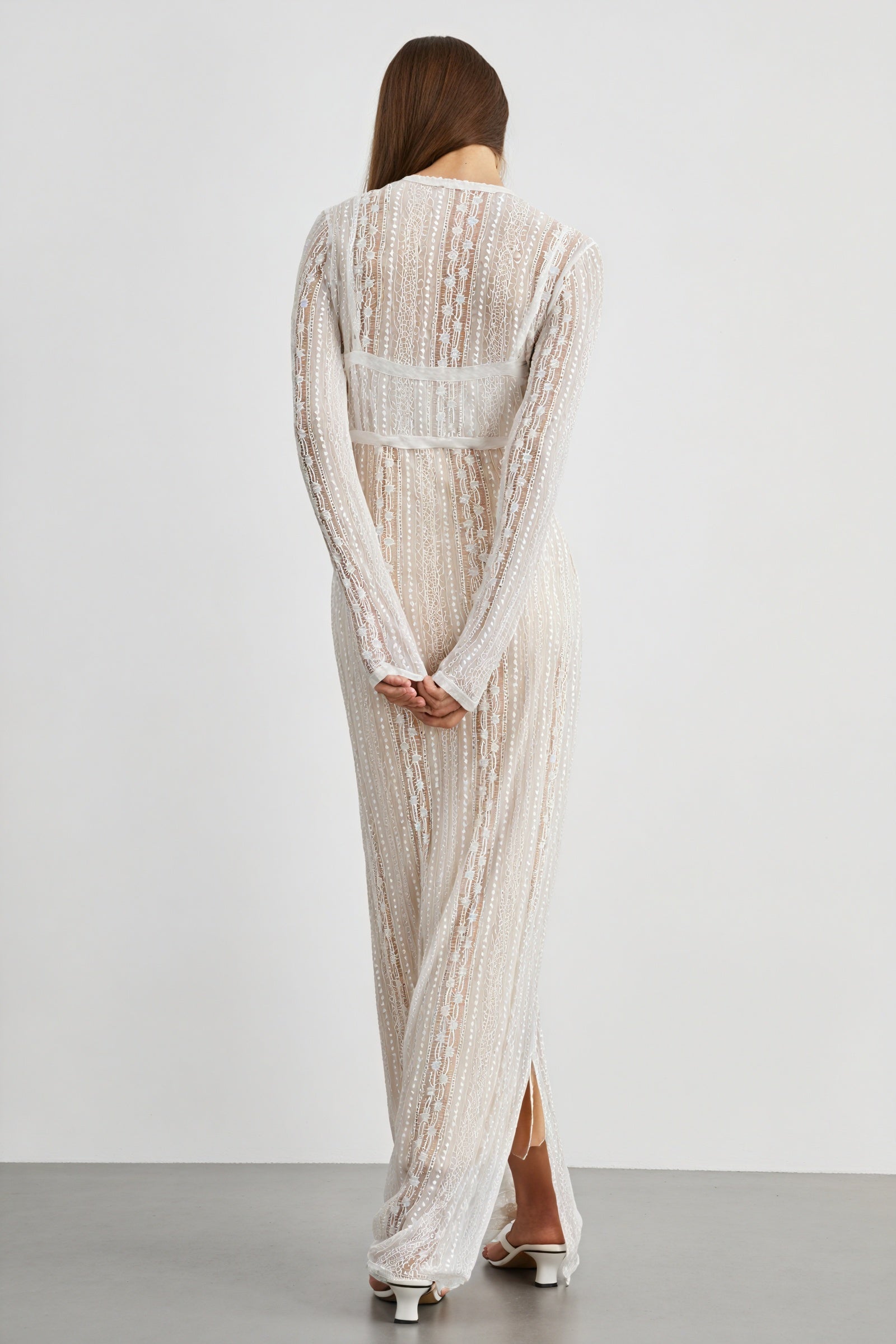 Sheer Maxi Dress with Striped Bolero