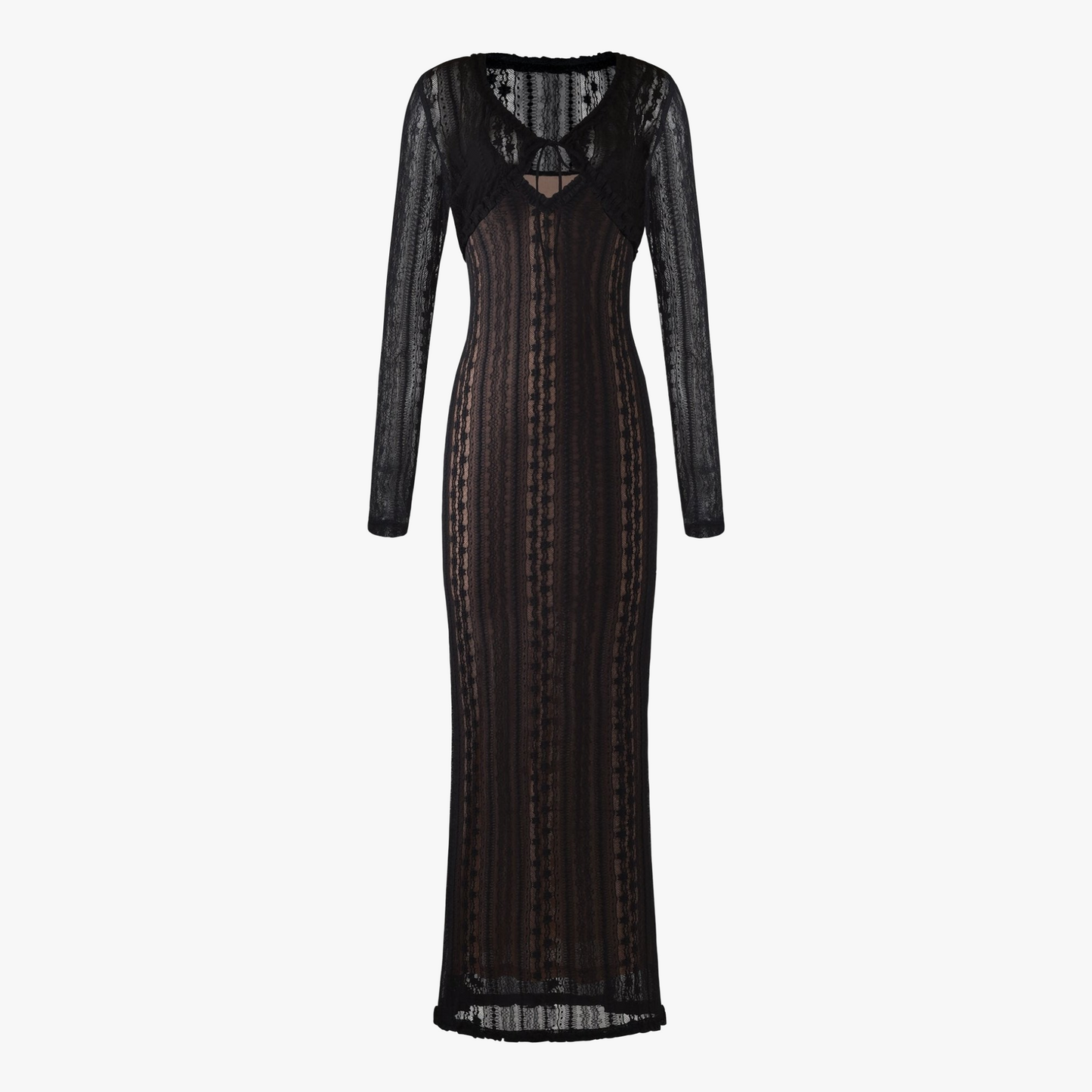 Sheer Maxi Dress with Striped Bolero