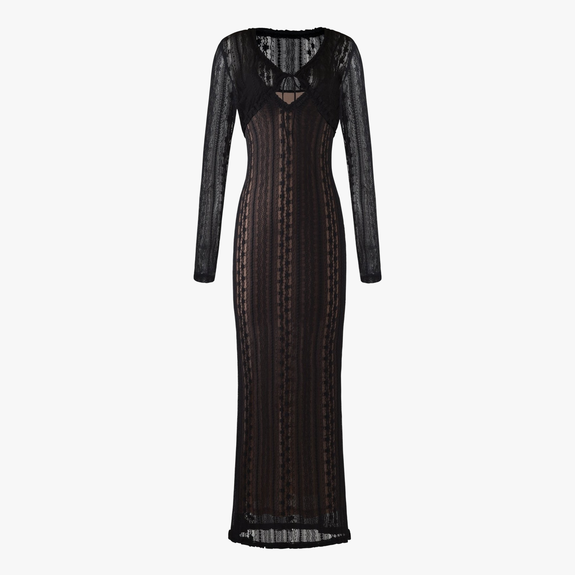 Sheer Maxi Dress with Striped Bolero