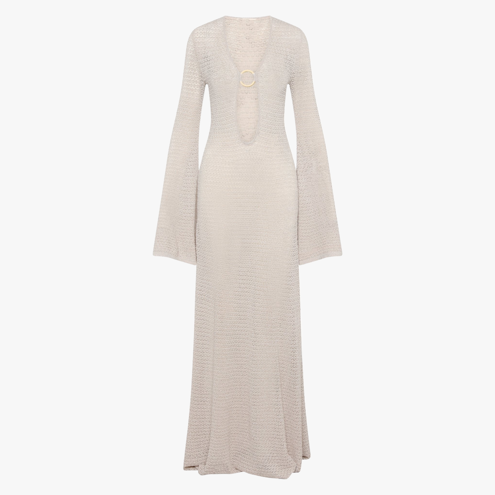 Plunging Neck Maxi Dress with Slit