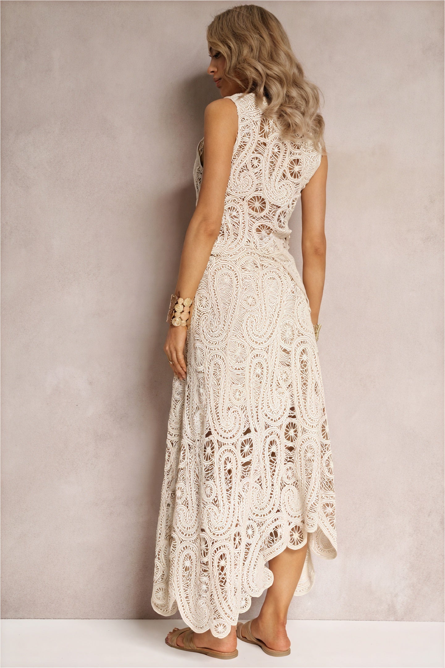 Bohemian Lace Crochet High-Low Dress