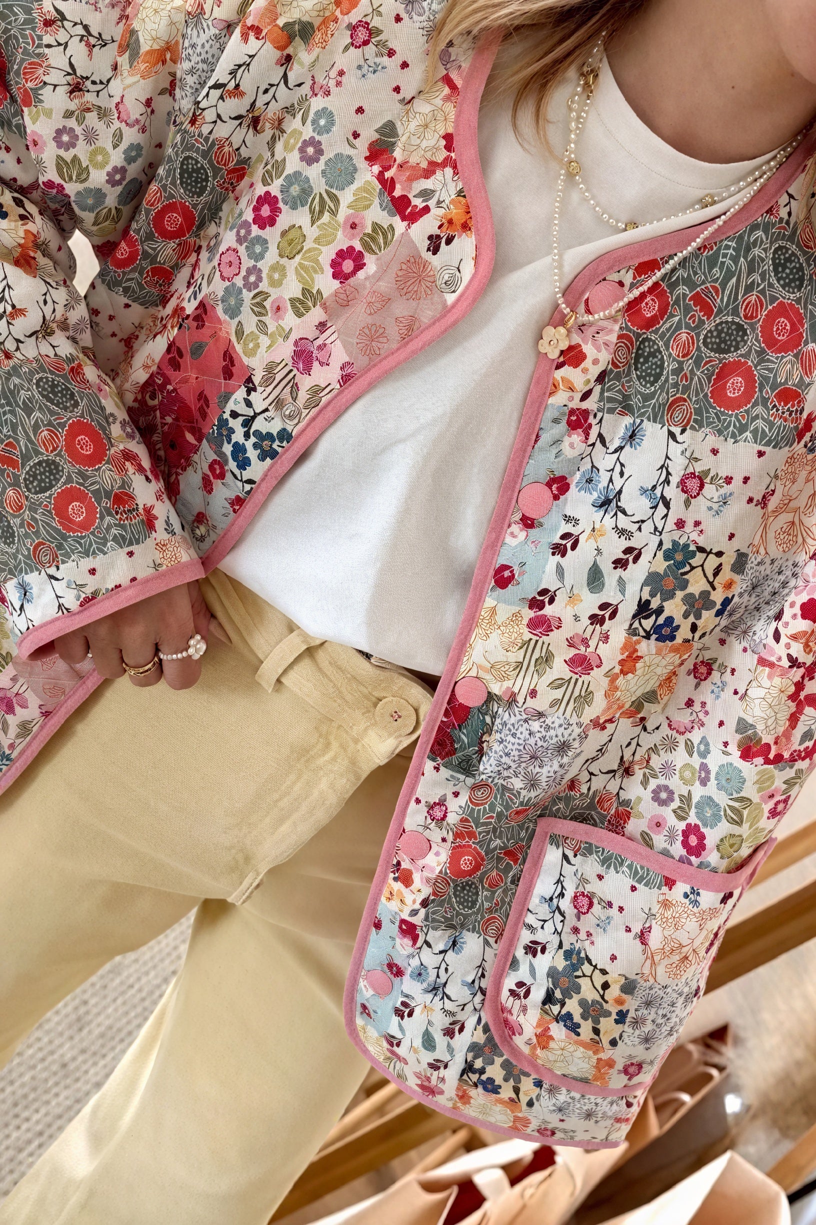 Bohemian Patchwork Quilted Jacket - Floral Design