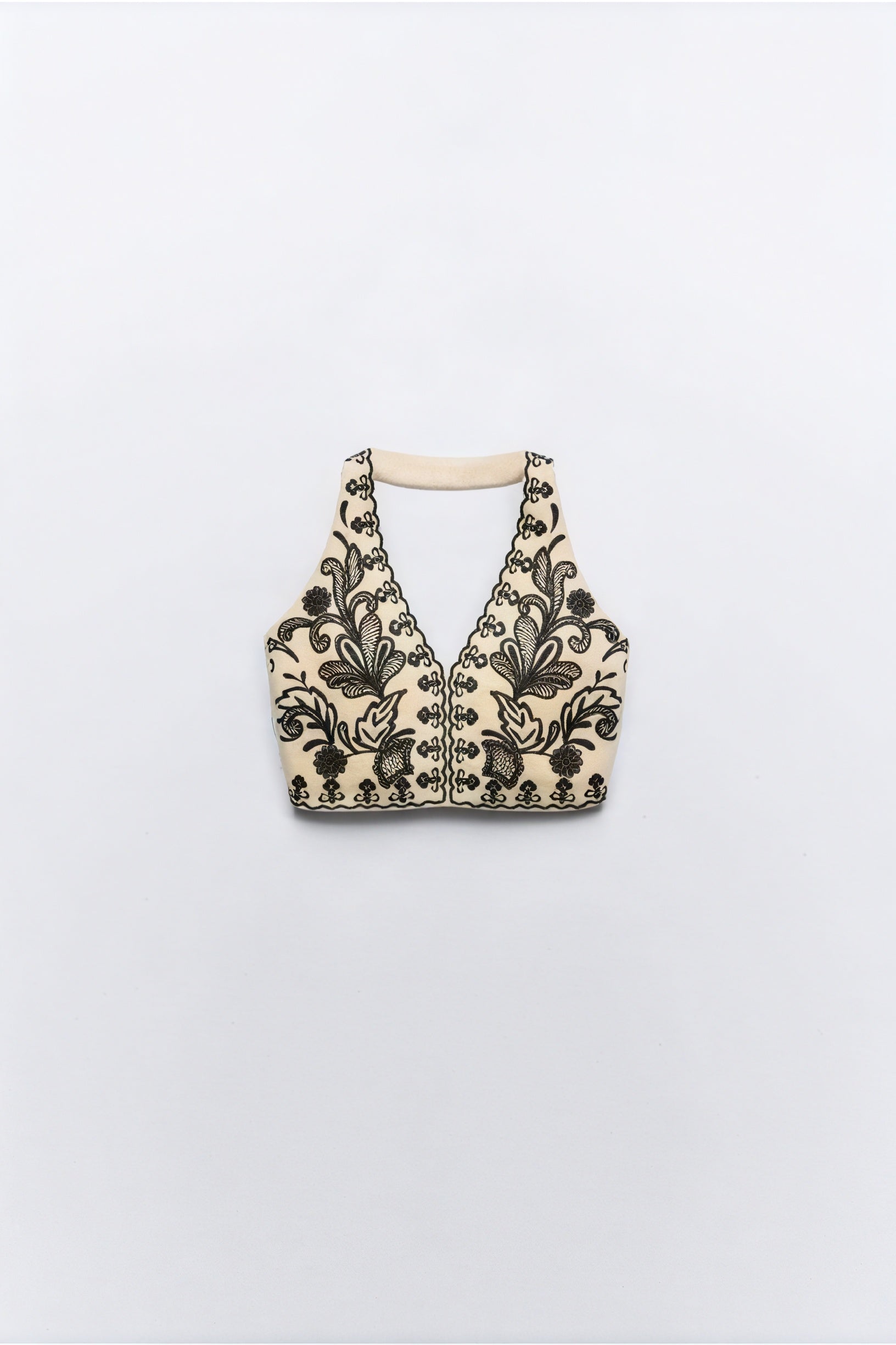 Floral Embroidered Halter Top and Skirt Set