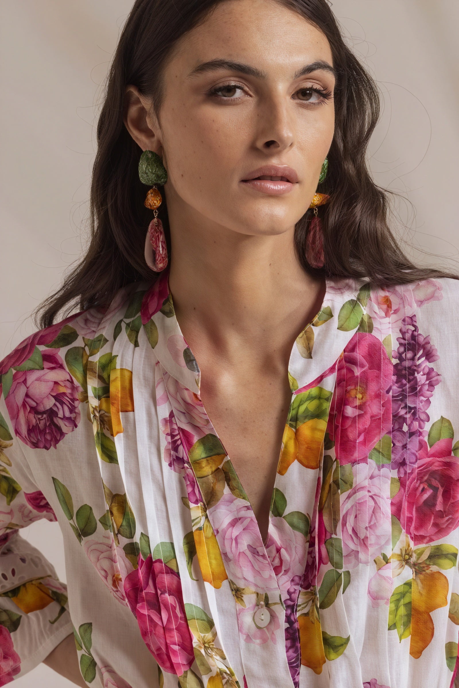 Floral Wrap Dress - Ruffled Skirt, Eyelet Trim