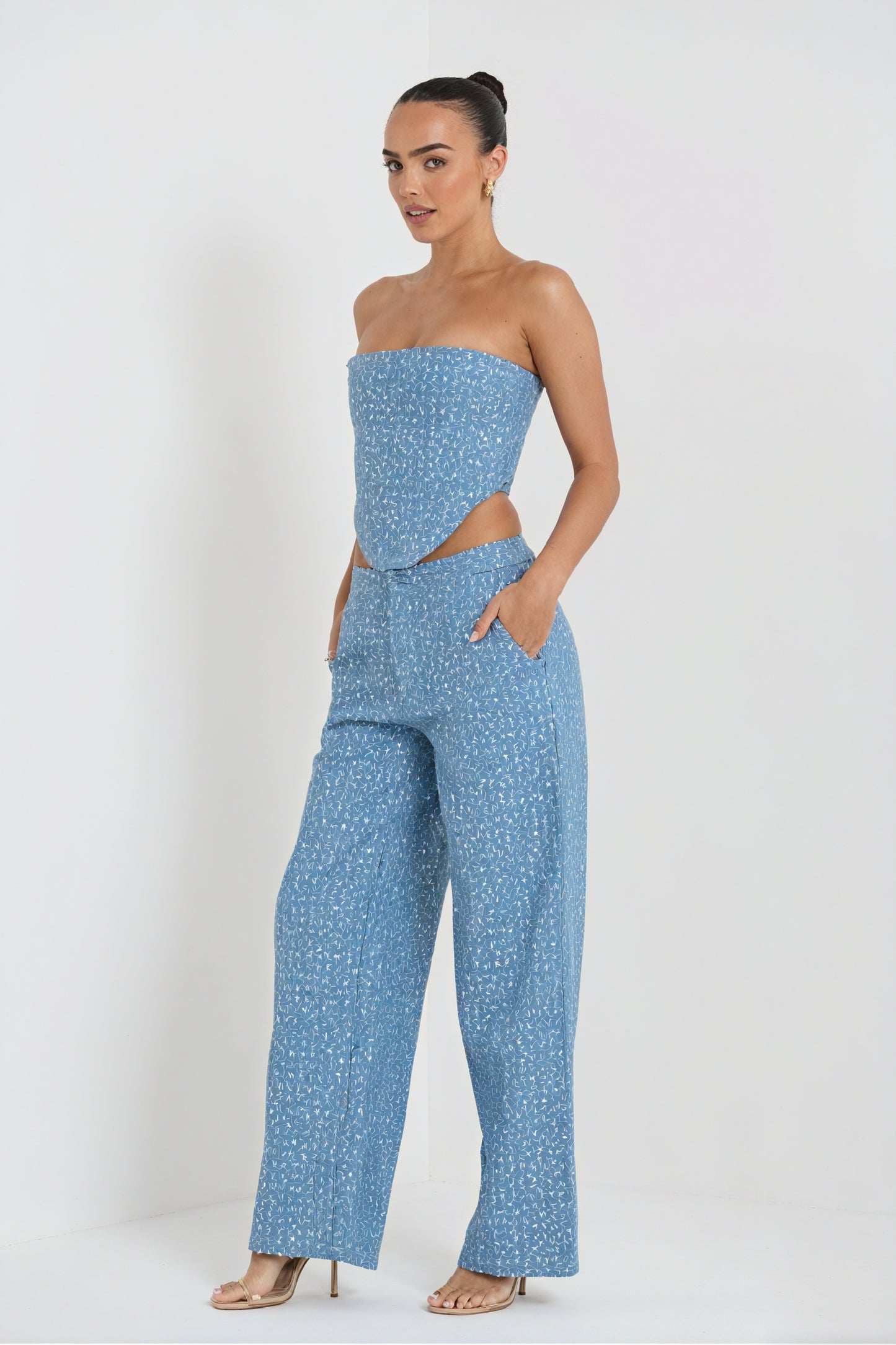Sequin Bandeau & Wide-Leg Trouser Set