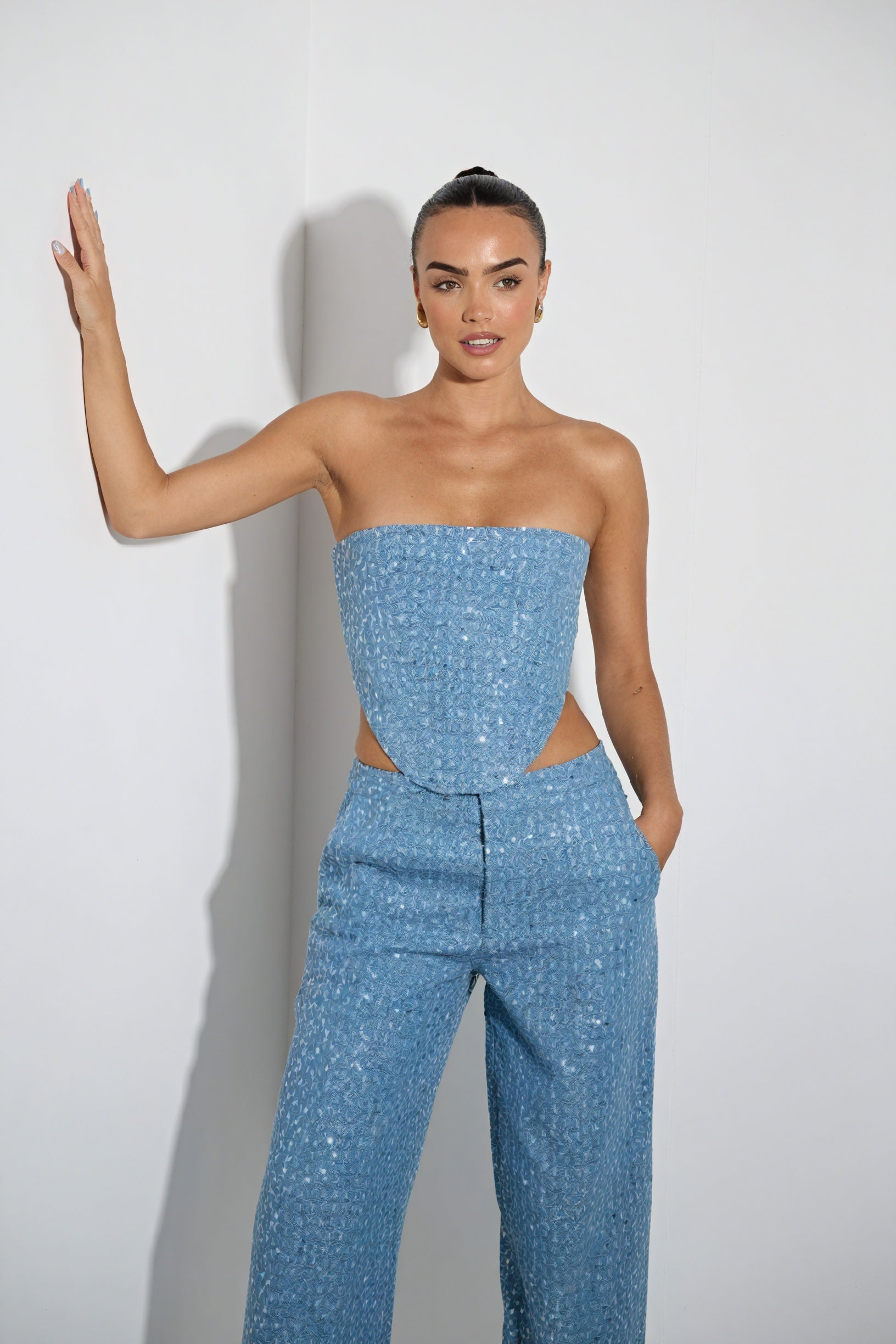 Sequin Bandeau & Wide-Leg Trouser Set