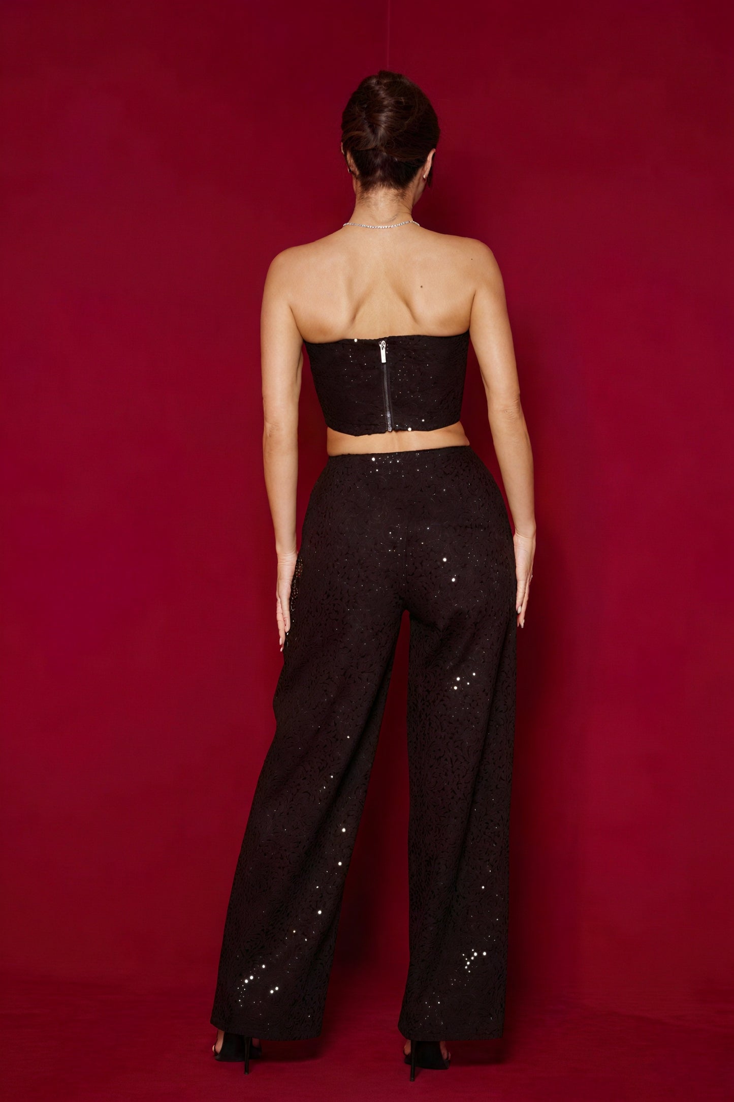 Sequin Bandeau & Wide-Leg Trouser Set