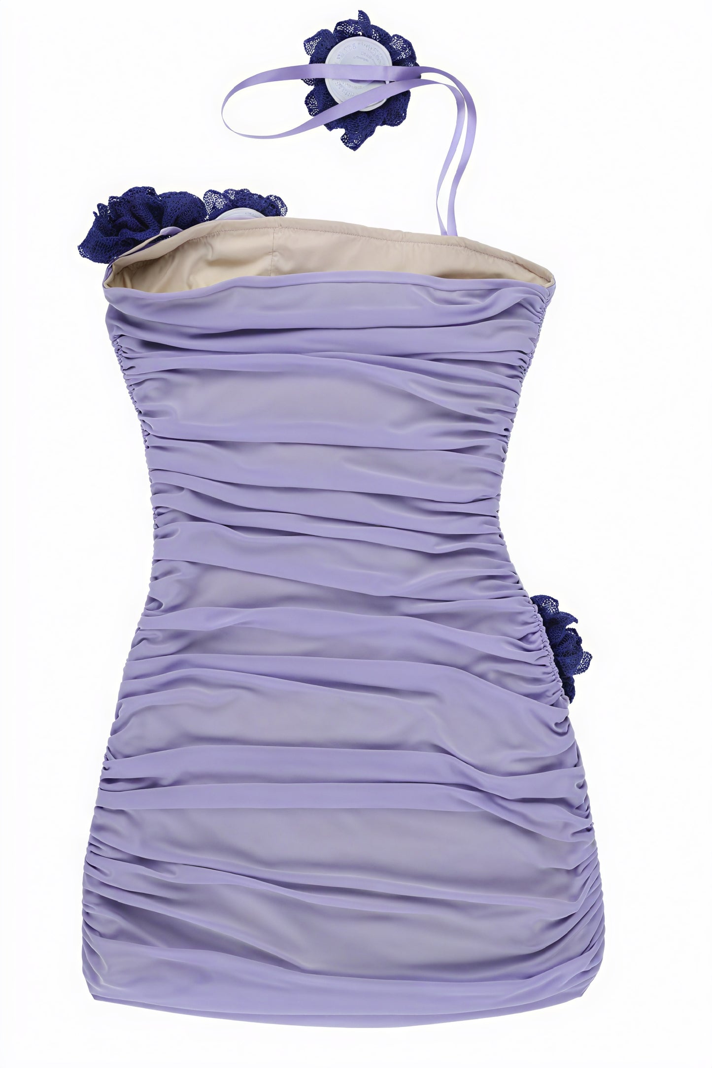 Ruched Strapless Mini Dress - Floral Lavender