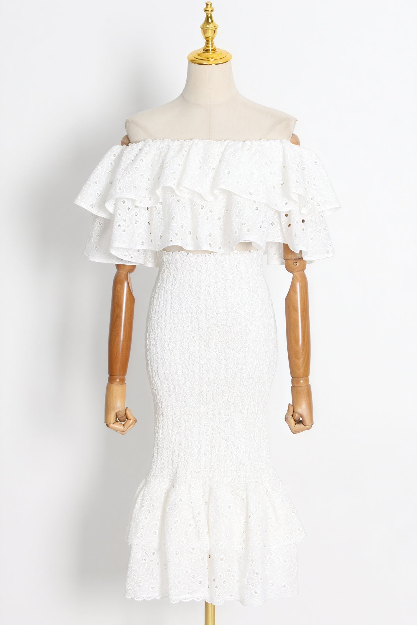 Ruffled Two-Piece Set - Embroidered Details