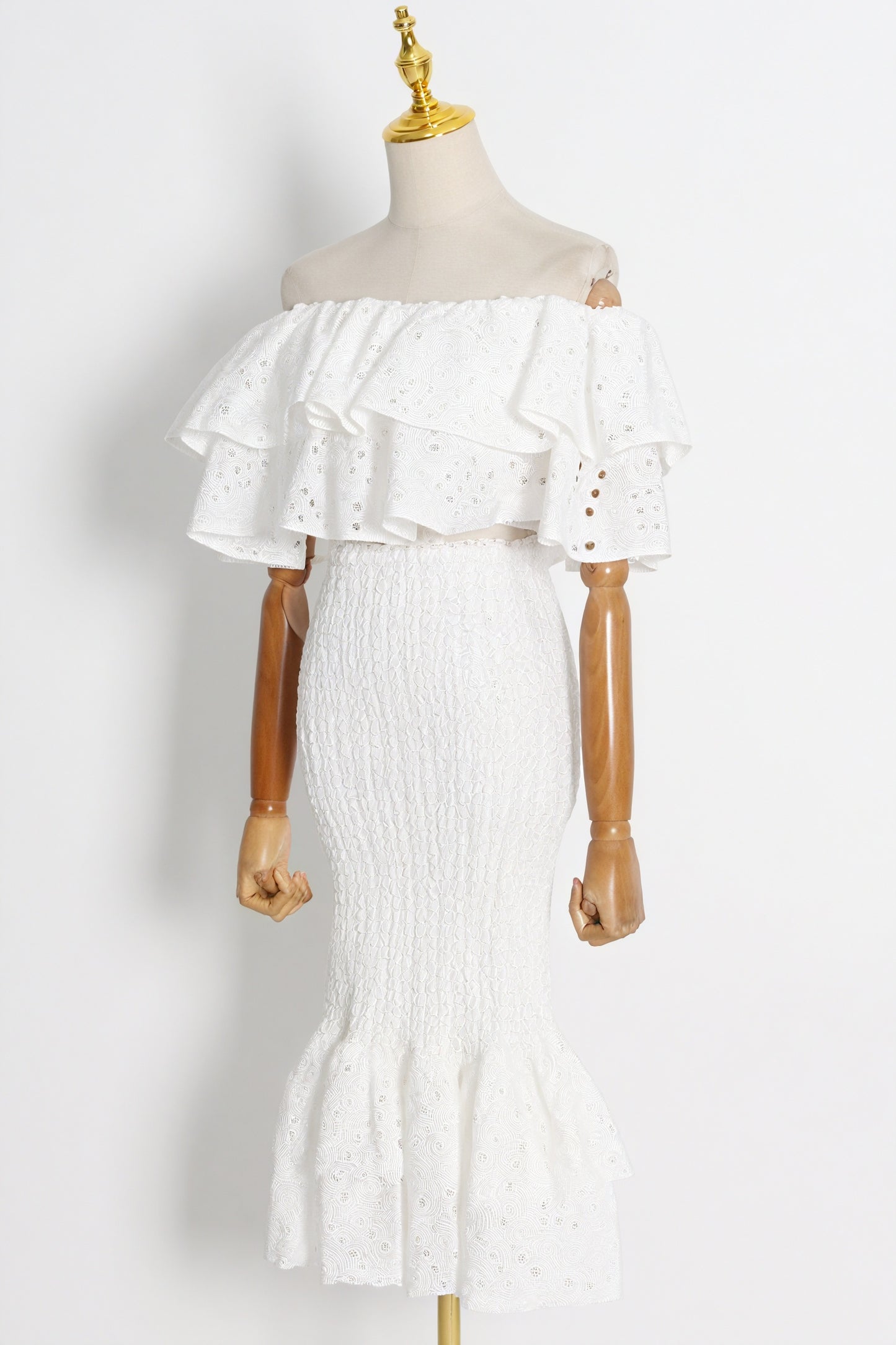 Ruffled Two-Piece Set - Embroidered Details