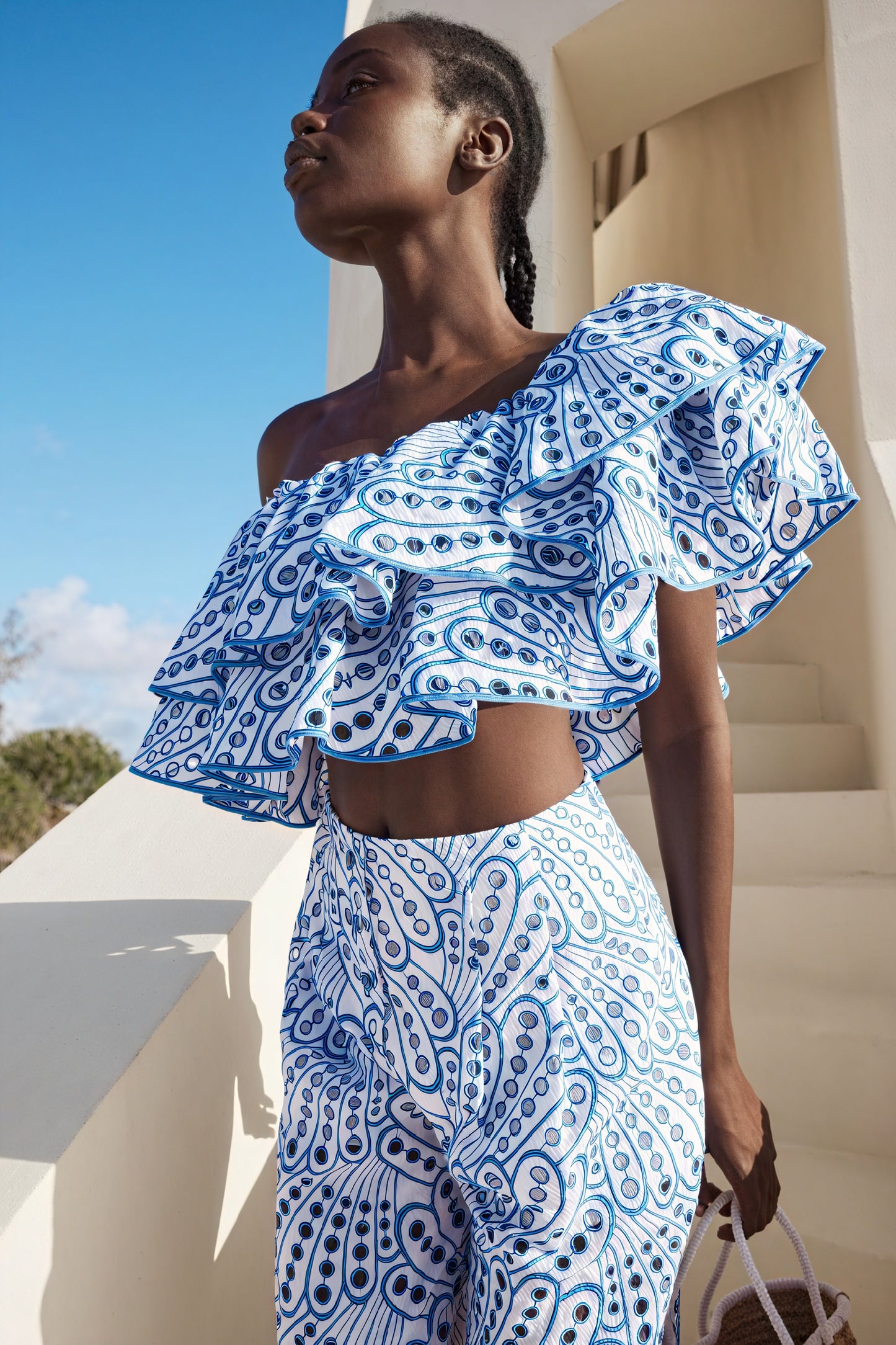 Ruffled Two-Piece Set - Embroidered Details