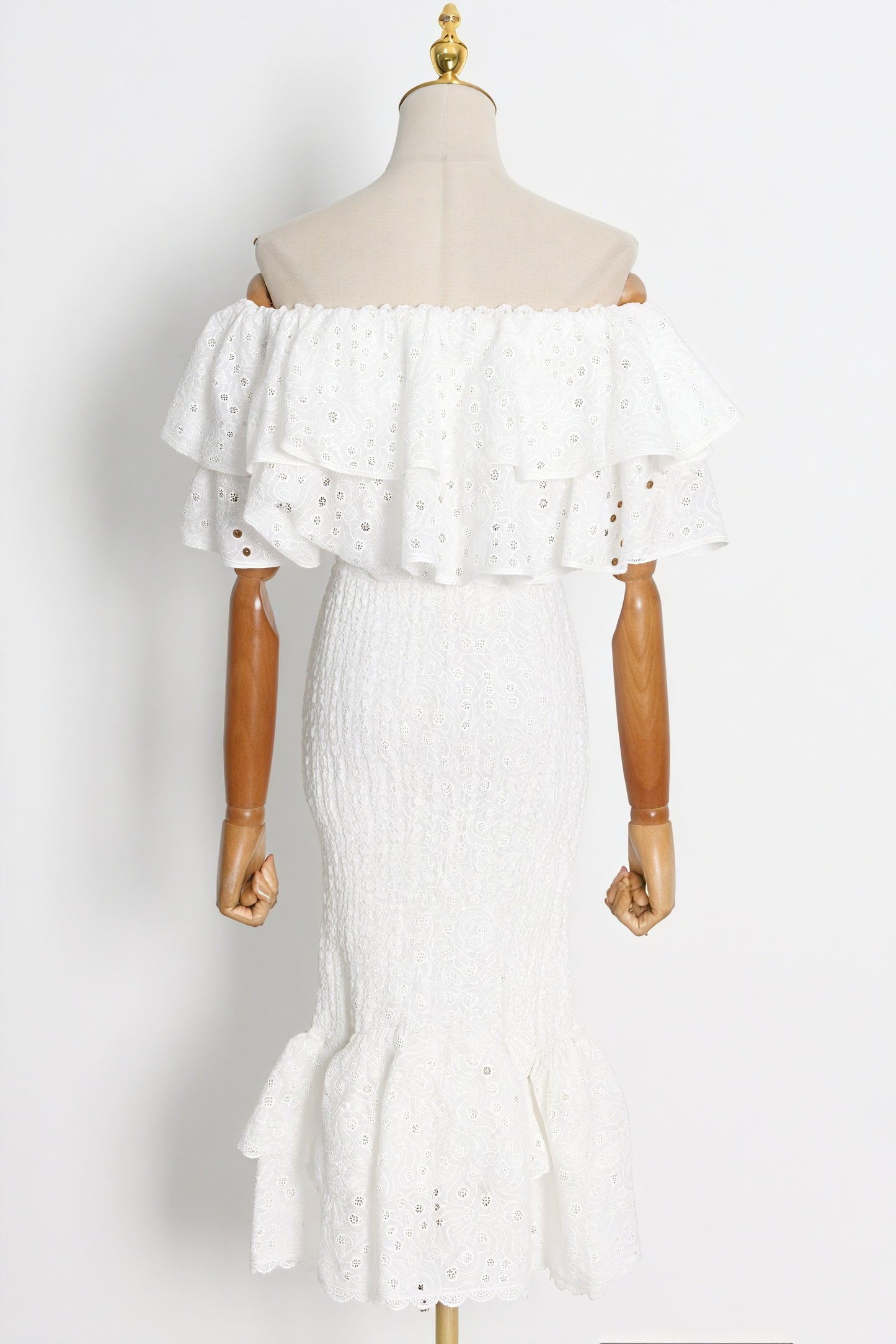 Ruffled Two-Piece Set - Embroidered Details