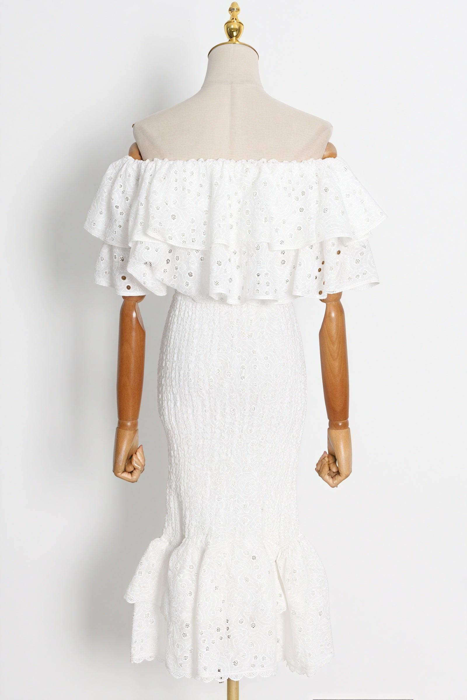 Ruffled Two-Piece Set - Embroidered Details