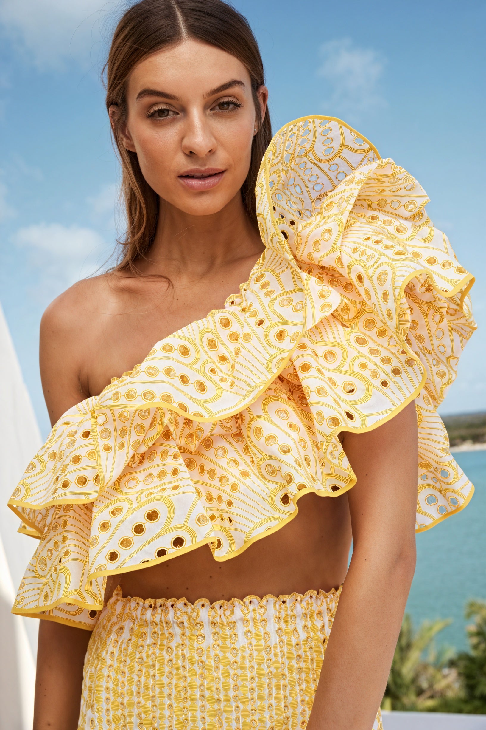 Ruffled Two-Piece Set - Embroidered Details