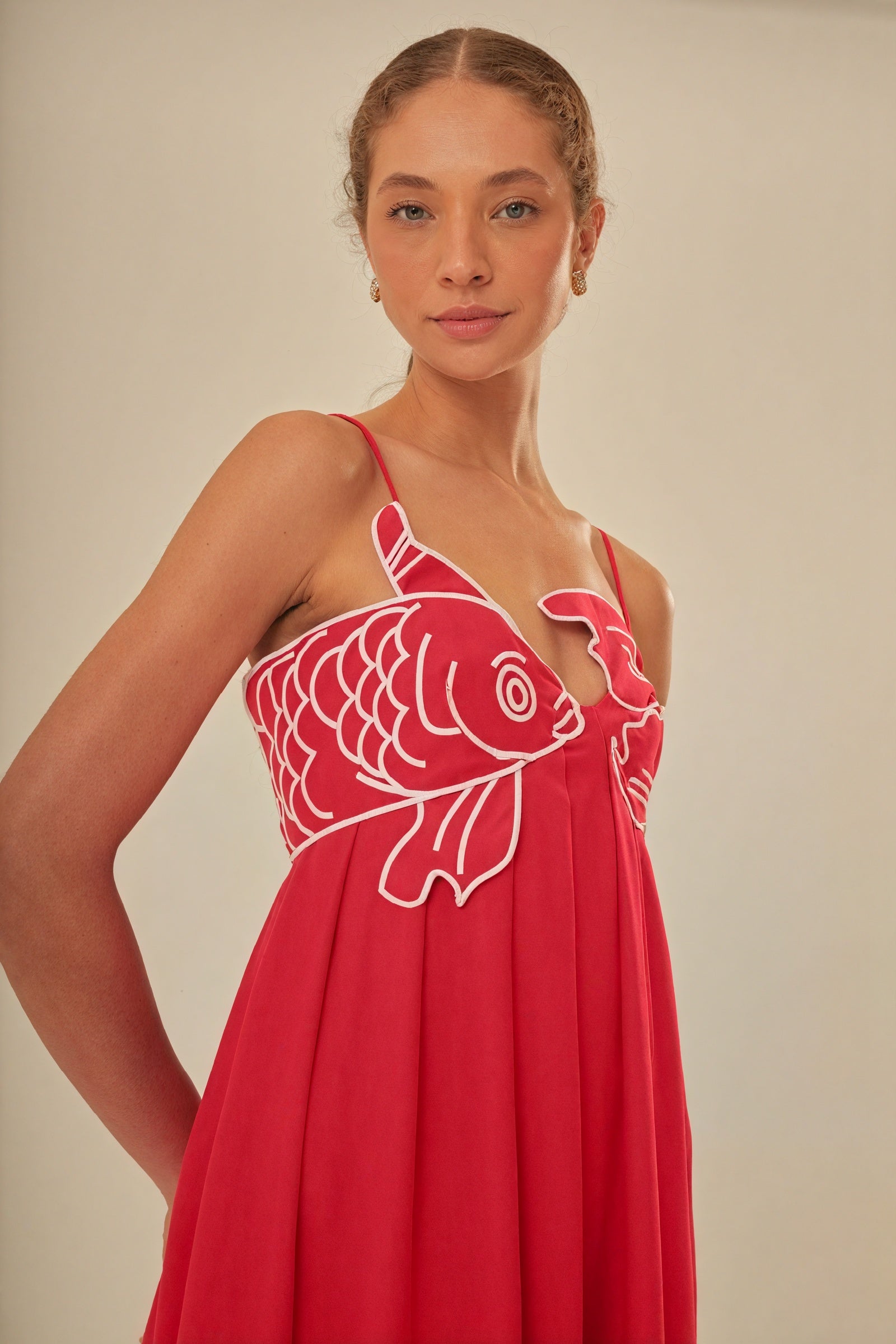 Fish Applique Floor-Length Maxi Dress