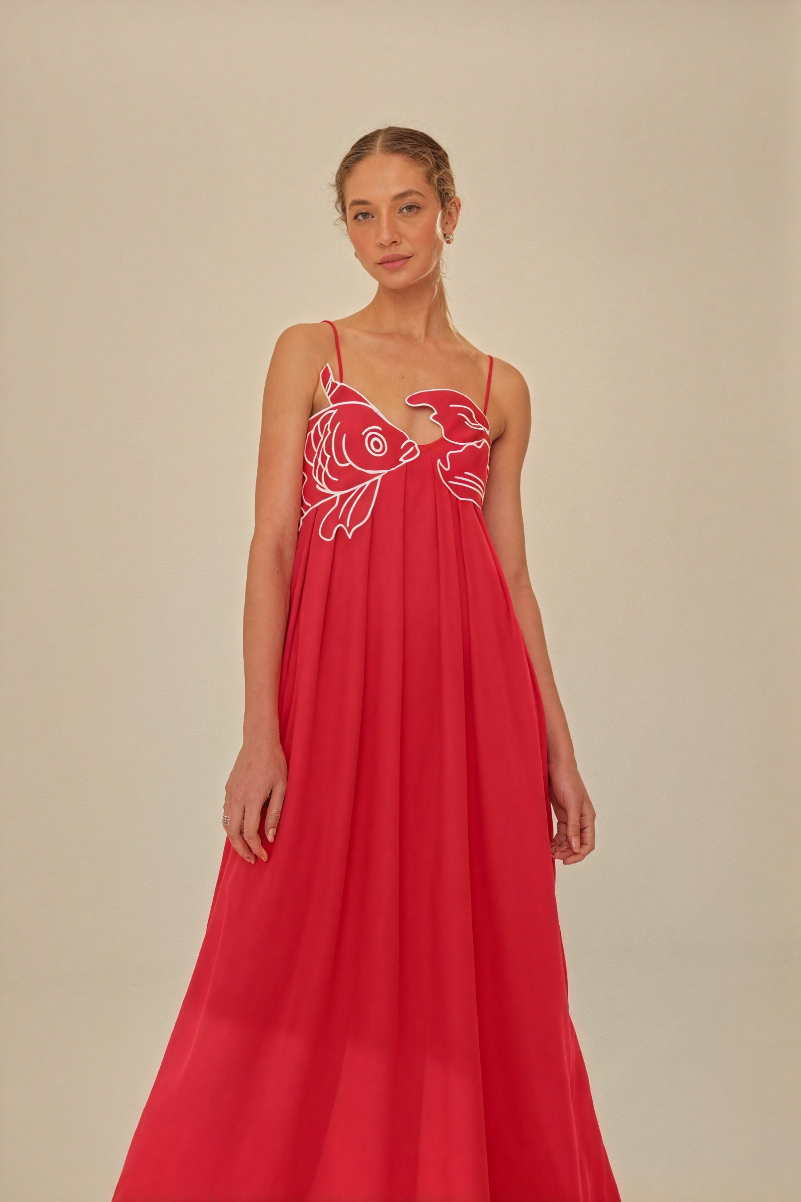 Fish Applique Floor-Length Maxi Dress