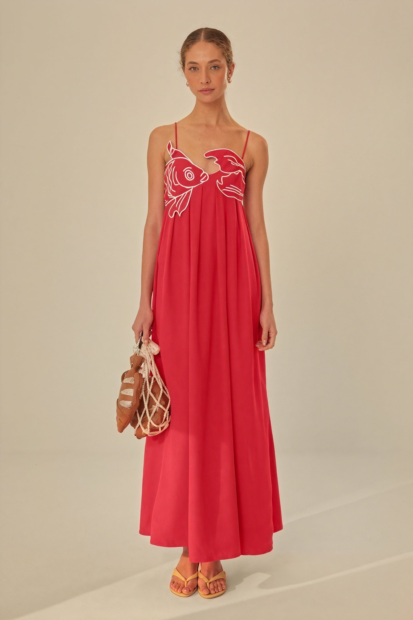 Fish Applique Floor-Length Maxi Dress