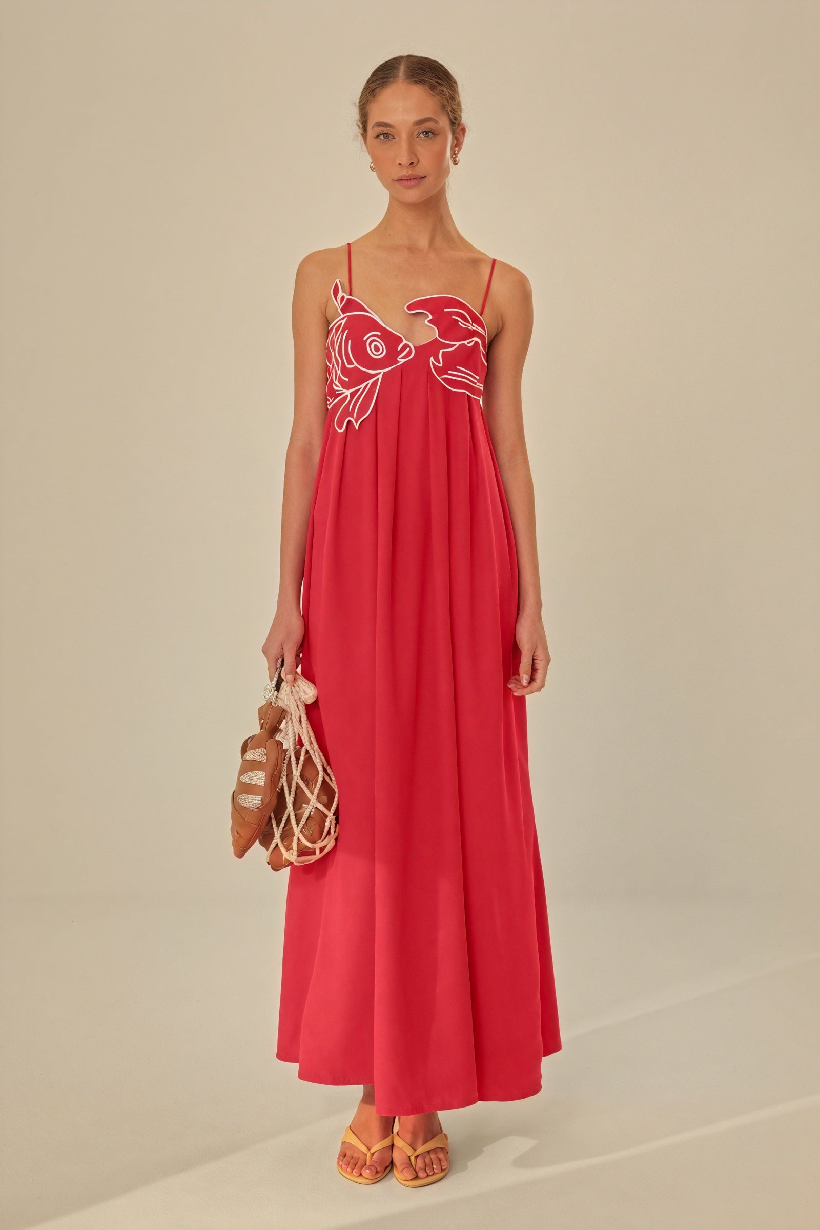 Fish Applique Floor-Length Maxi Dress
