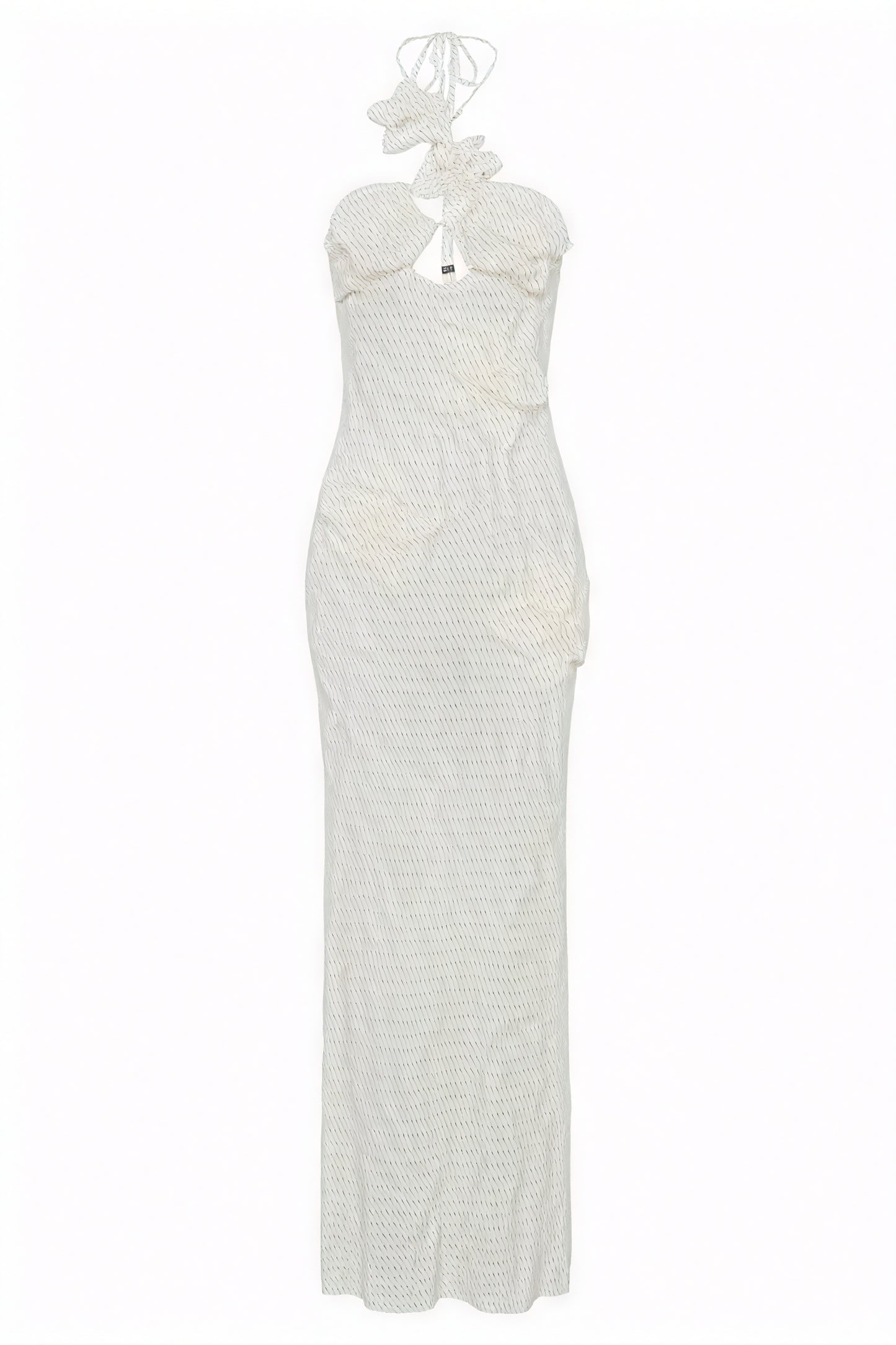 Floral Appliqué Halter Floor-Length Gown