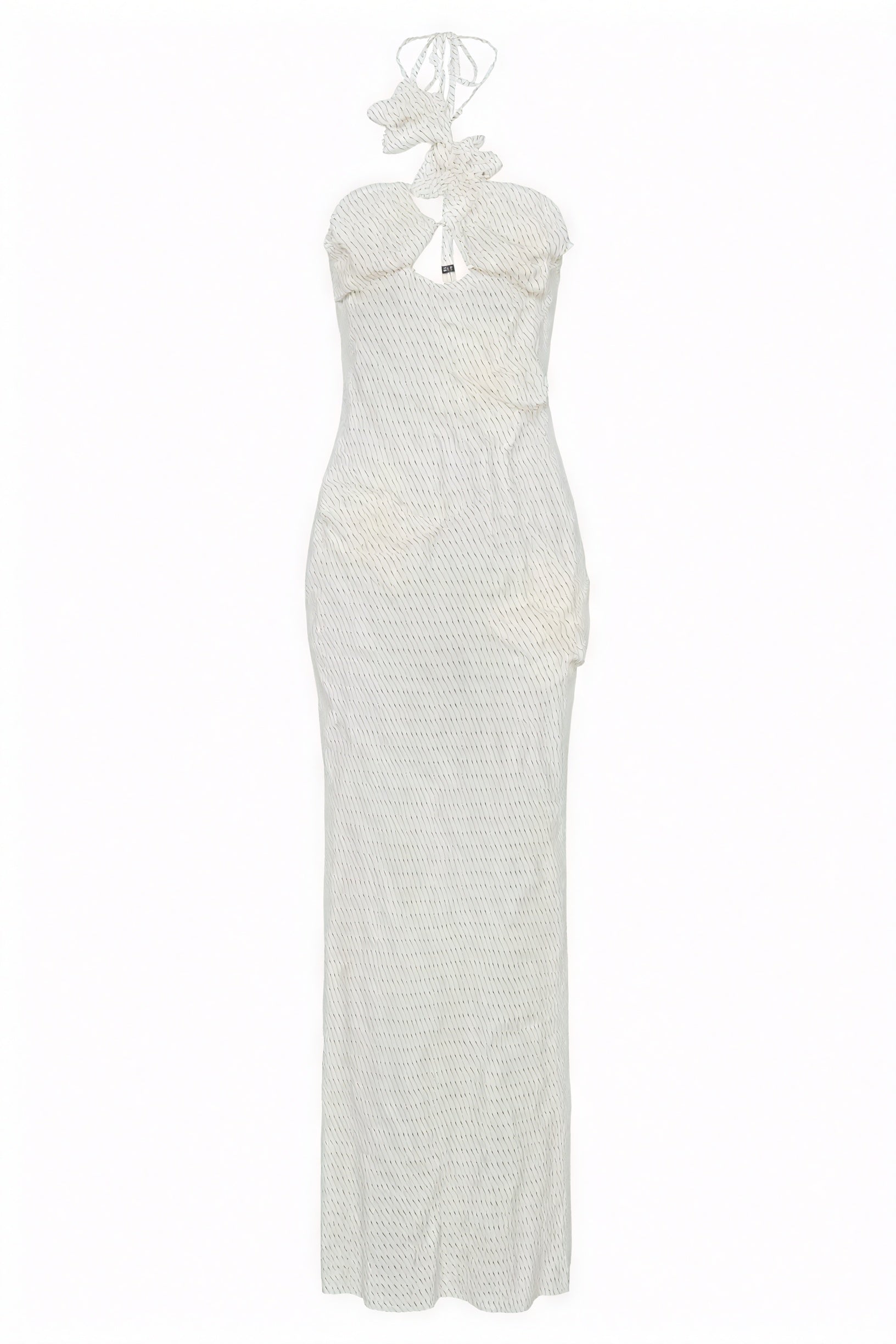 Floral Appliqué Halter Floor-Length Gown