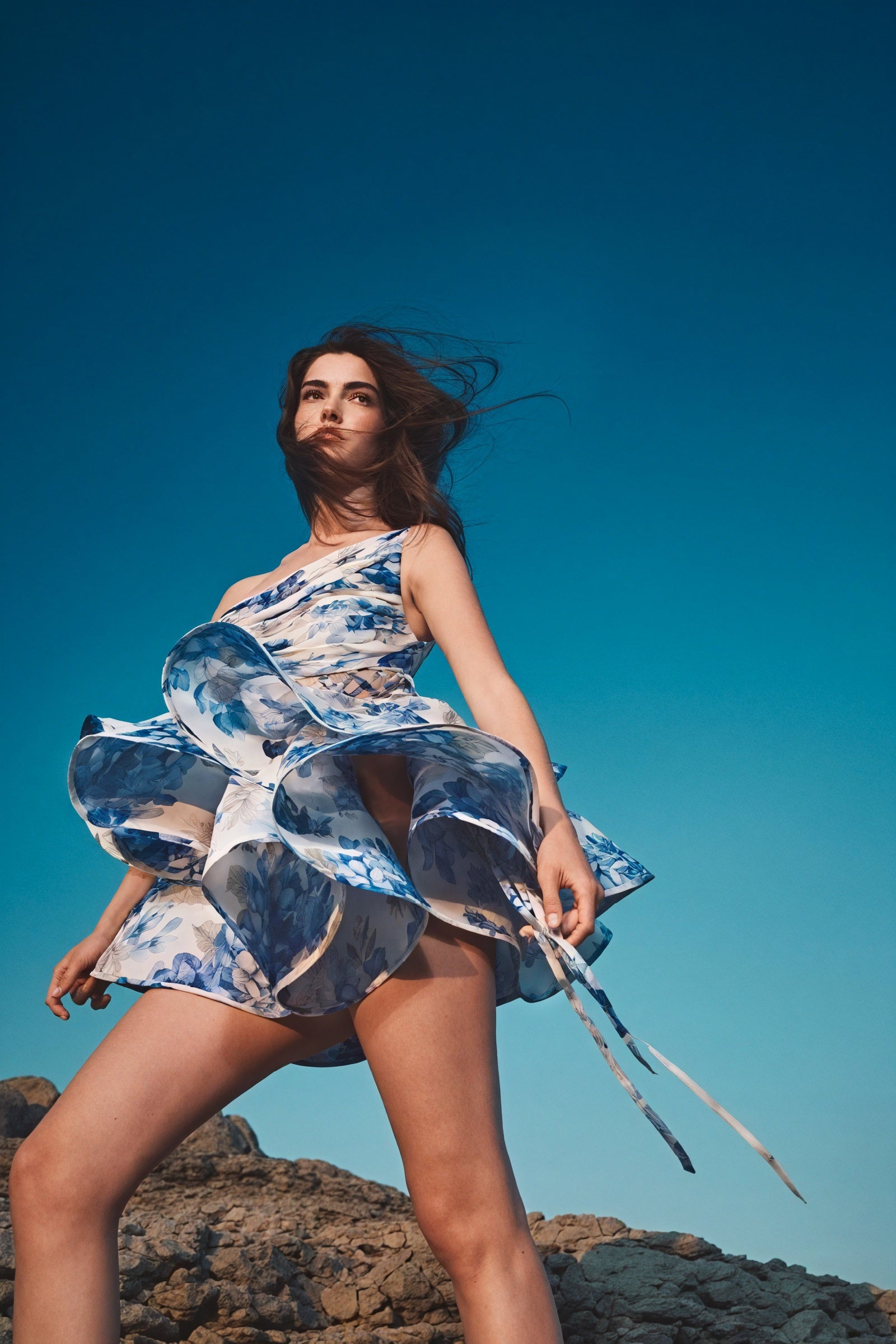 Floral One-Shoulder Mini Dress - Ruffle Skirt