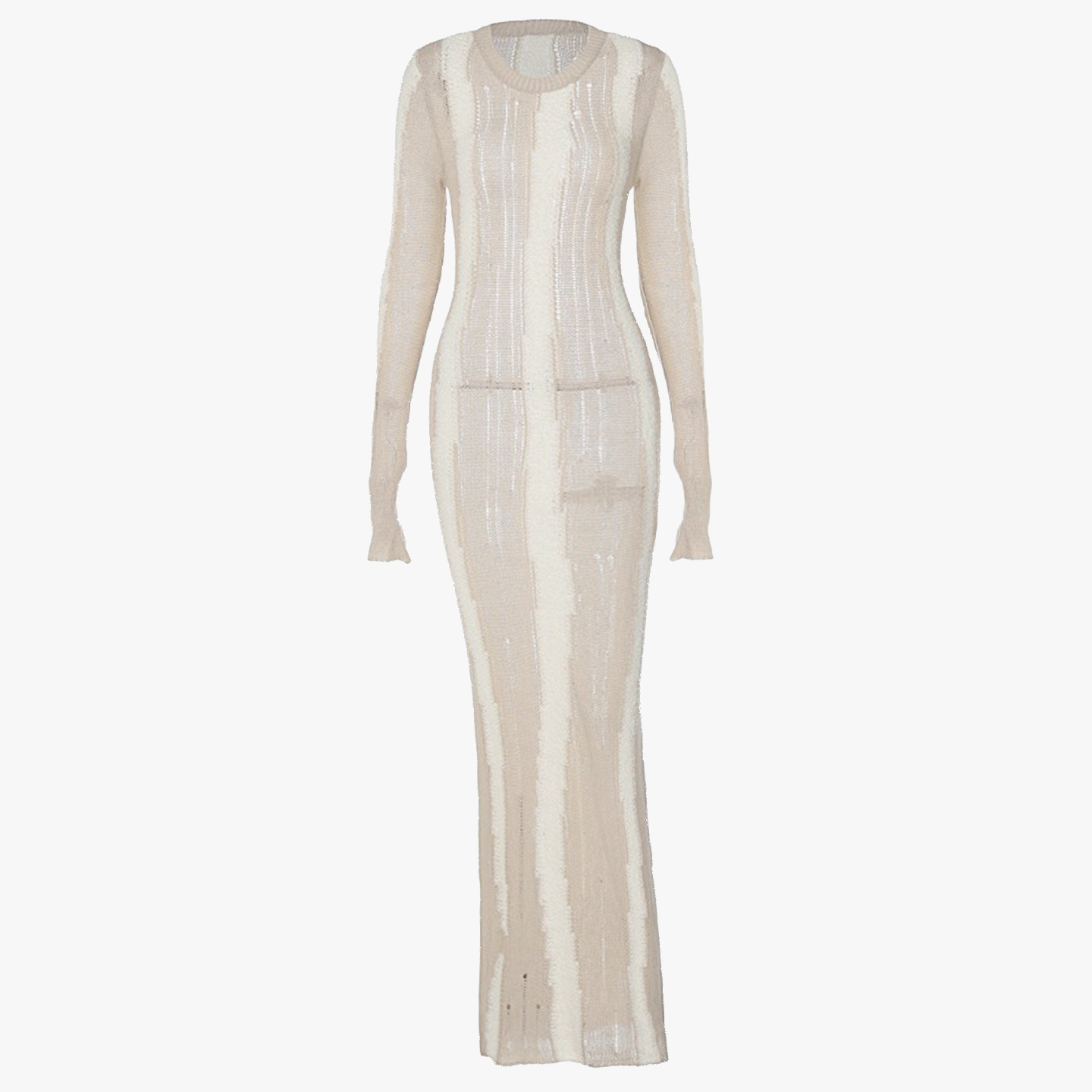 Ribbed Knit Dress with Perforated Details