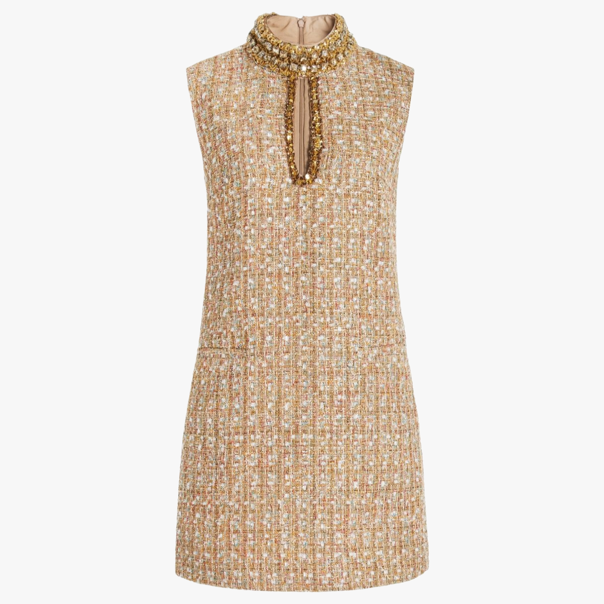 Textured Tweed A-Line Dress with Collar