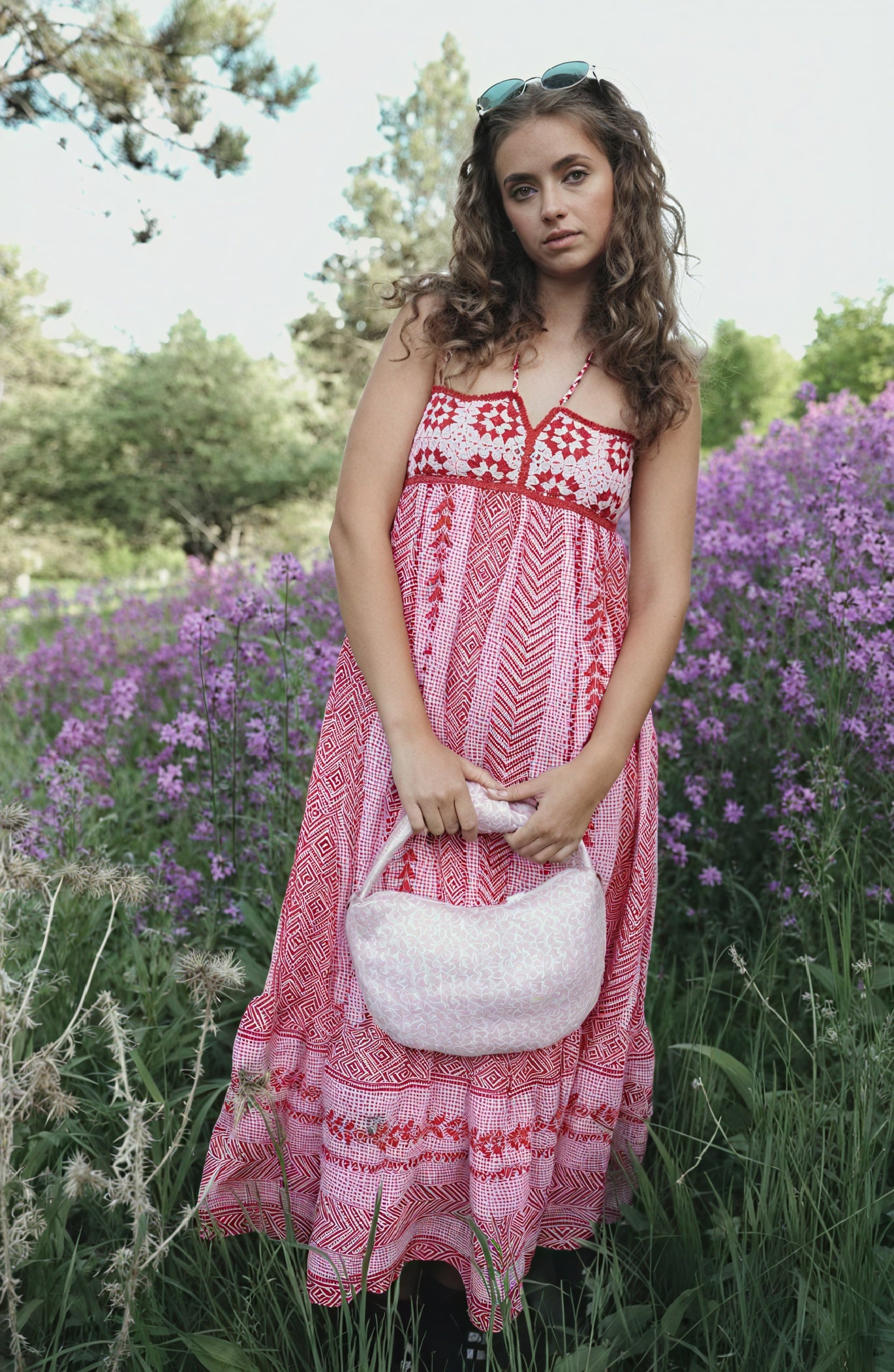 Bohemian Embroidered Maxi Dress - Tiered Skirt