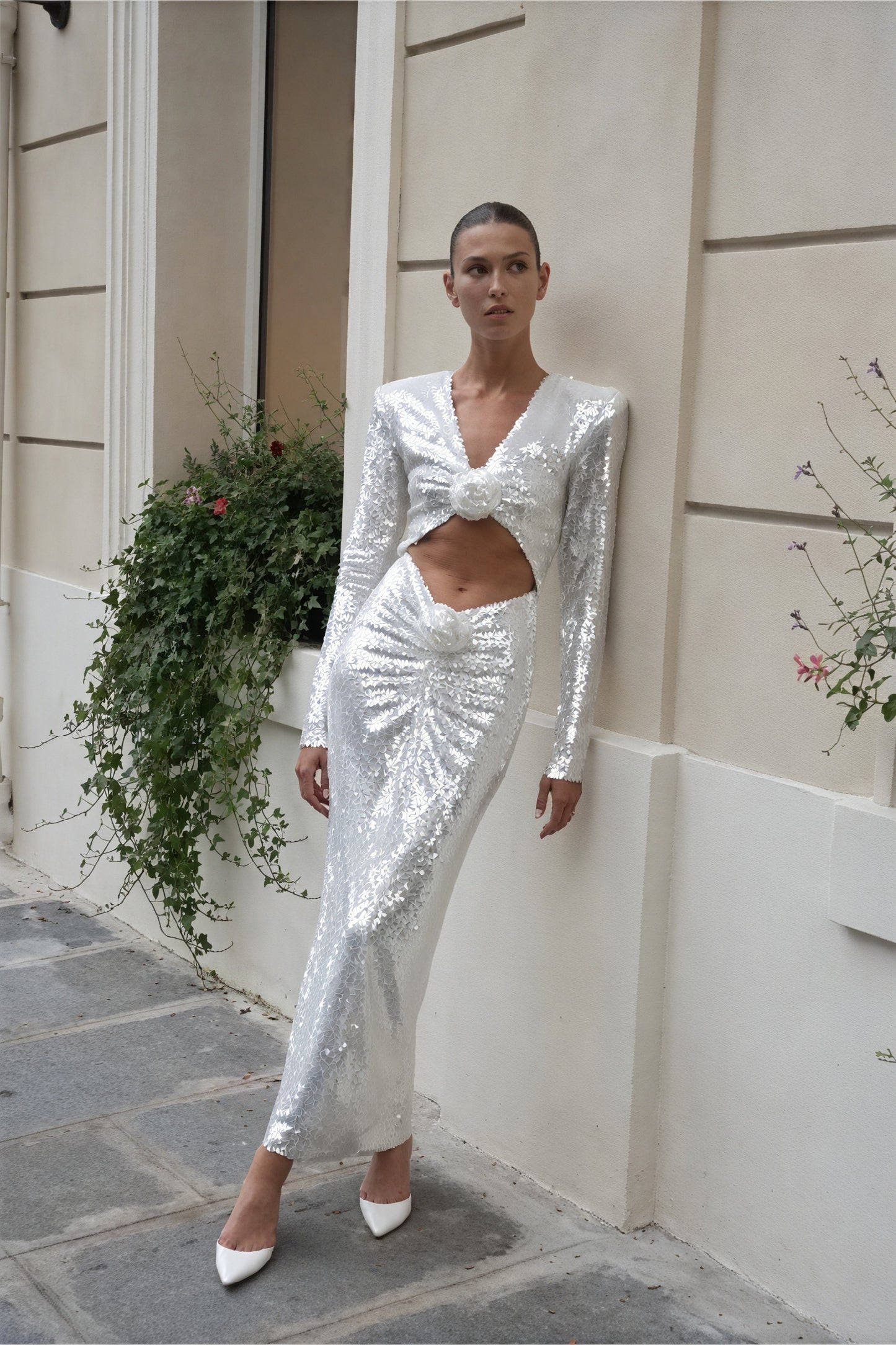 Sequin Gown - V-Neck, Cutout Evening Dress