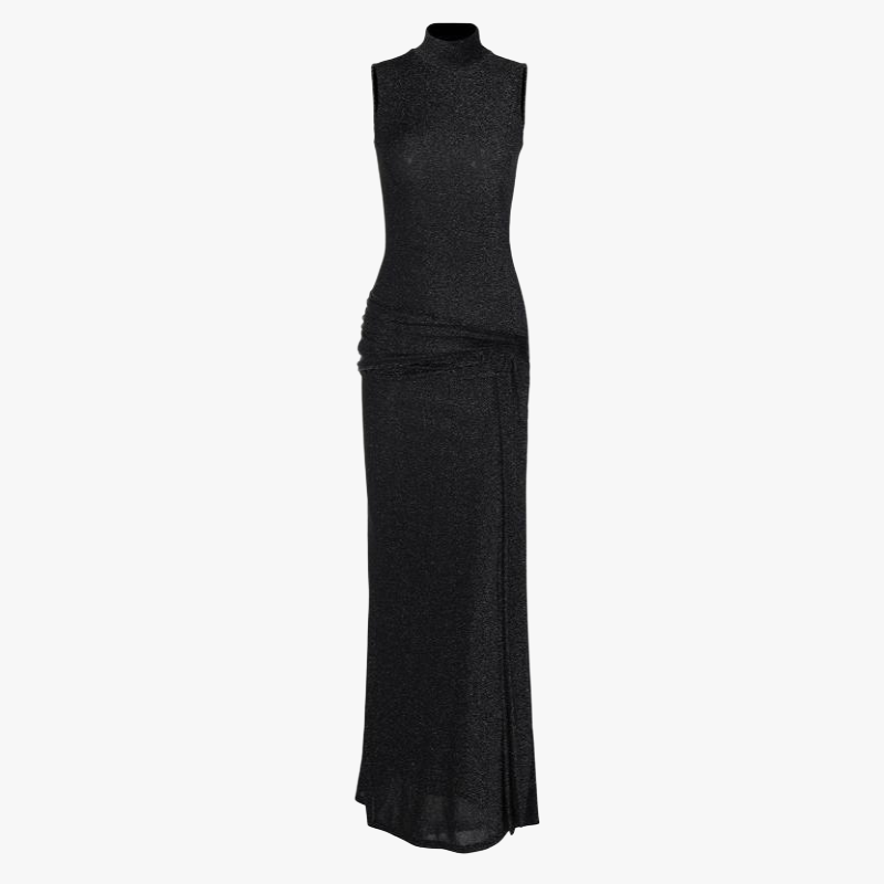 High Neck Sleeveless Maxi Dress with Belt