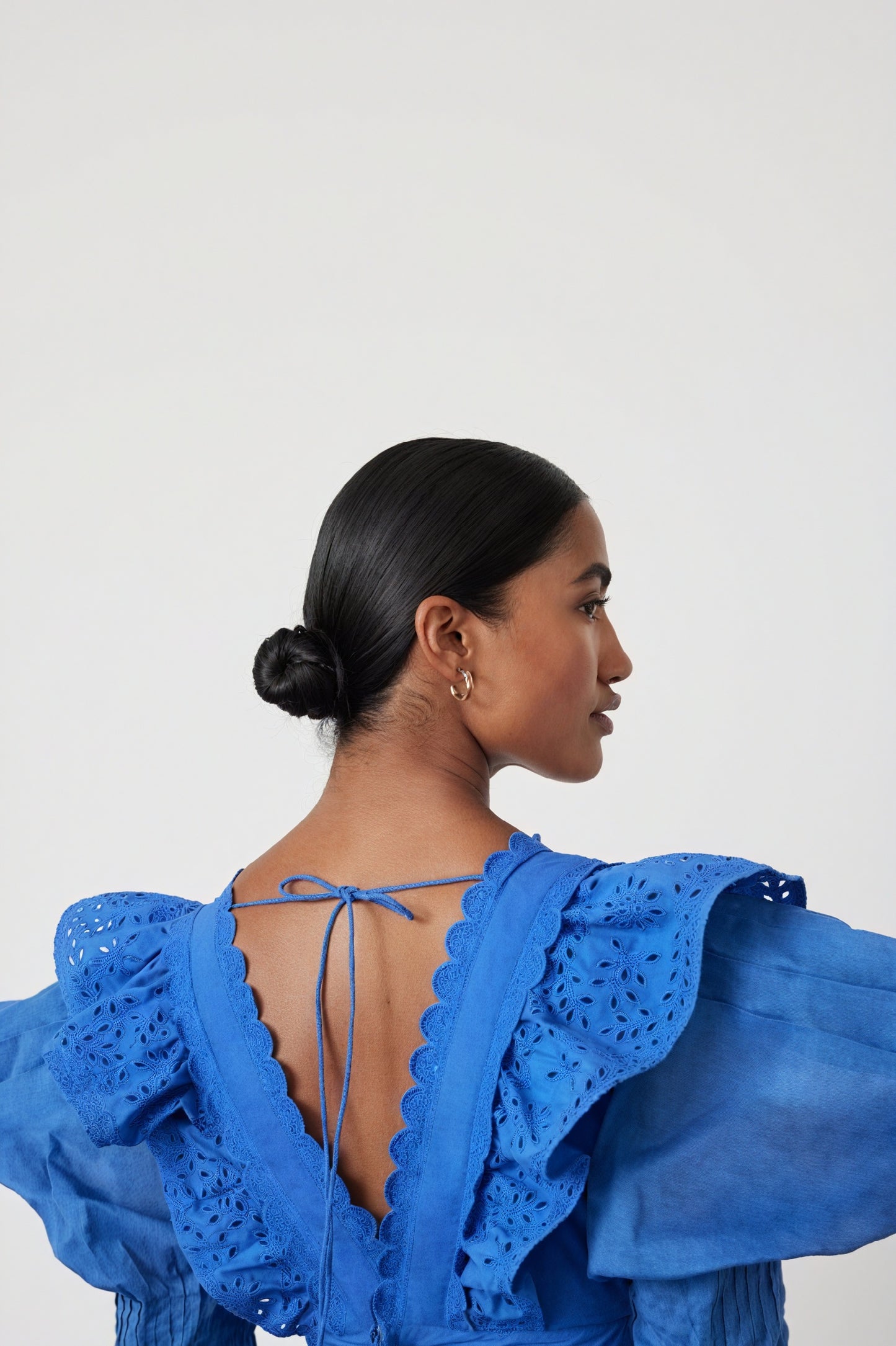 Laser-Cut Mini Dress - Oversized Collar