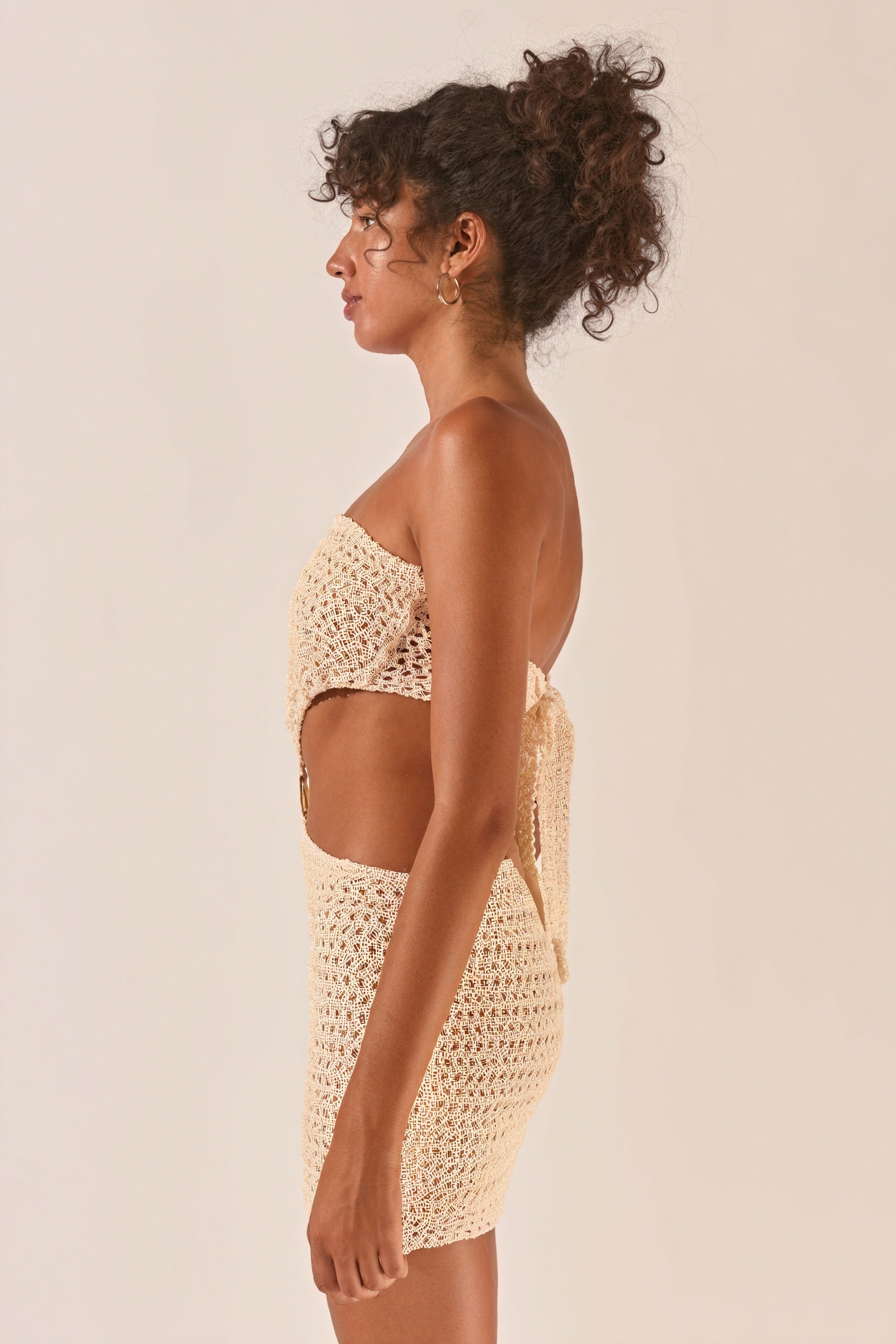 Crochet Bandeau Set - Ring Detail, High-Waisted
