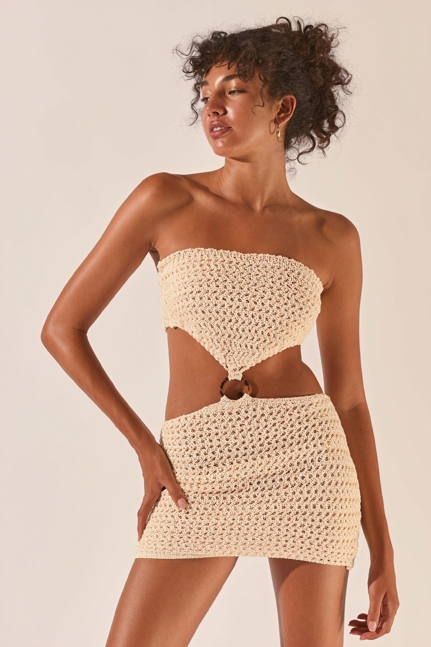 Crochet Bandeau Set - Ring Detail, High-Waisted