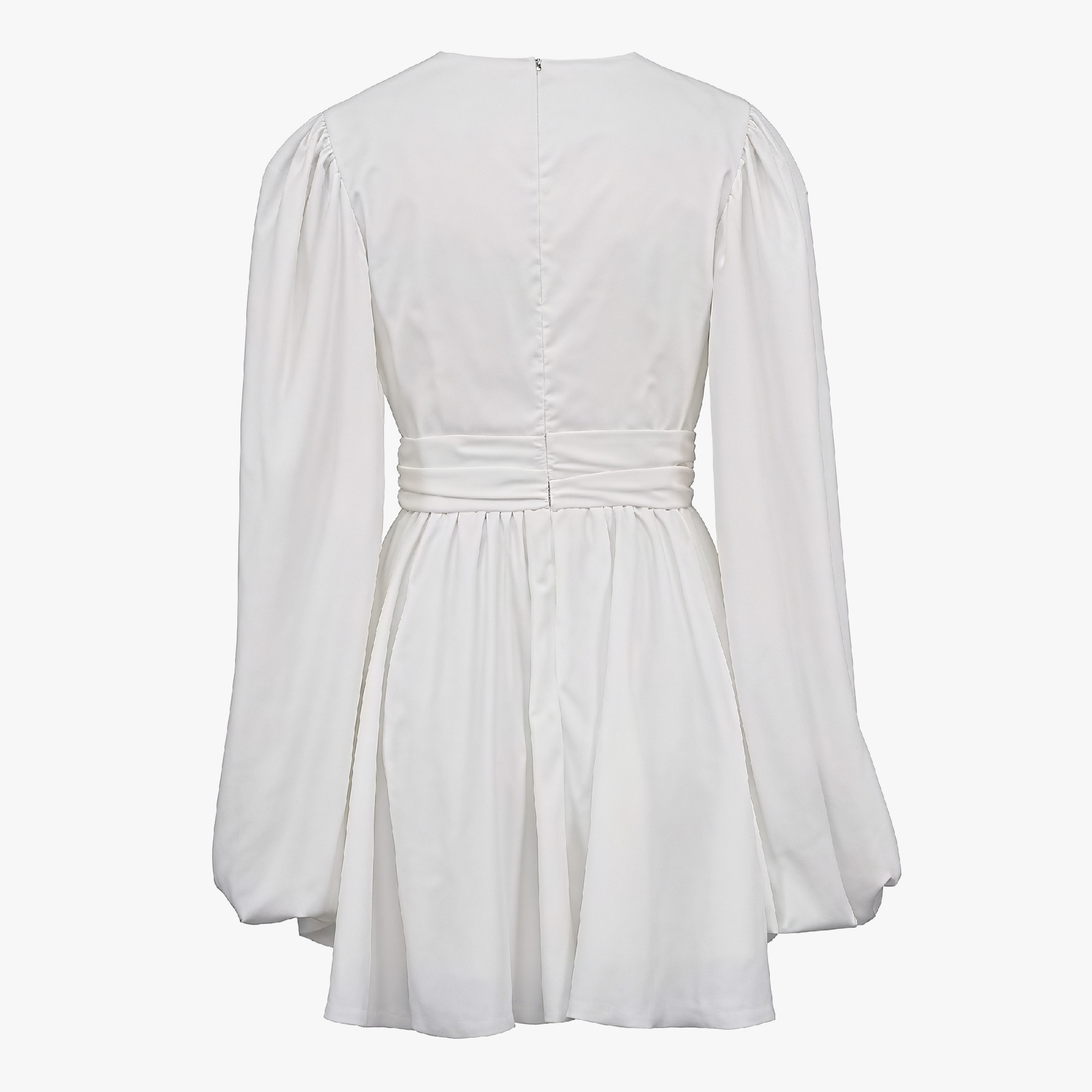 A-Line Party Dress - Plunging V-Neck, Balloon Sleeves