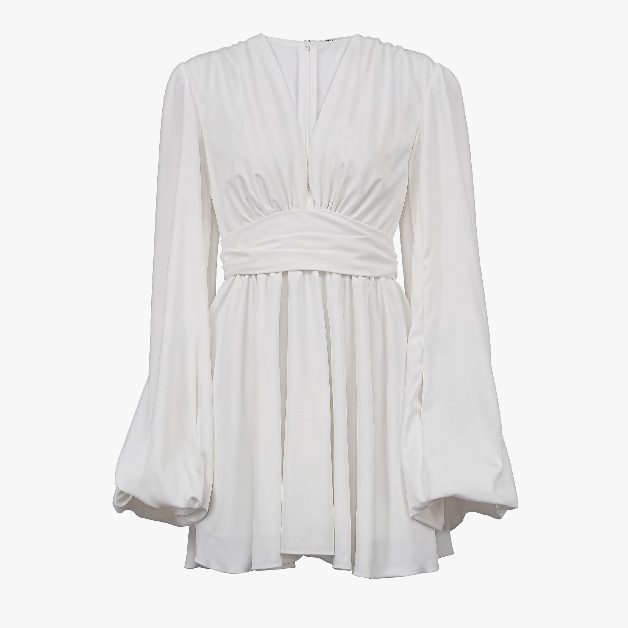 A-Line Party Dress - Plunging V-Neck, Balloon Sleeves