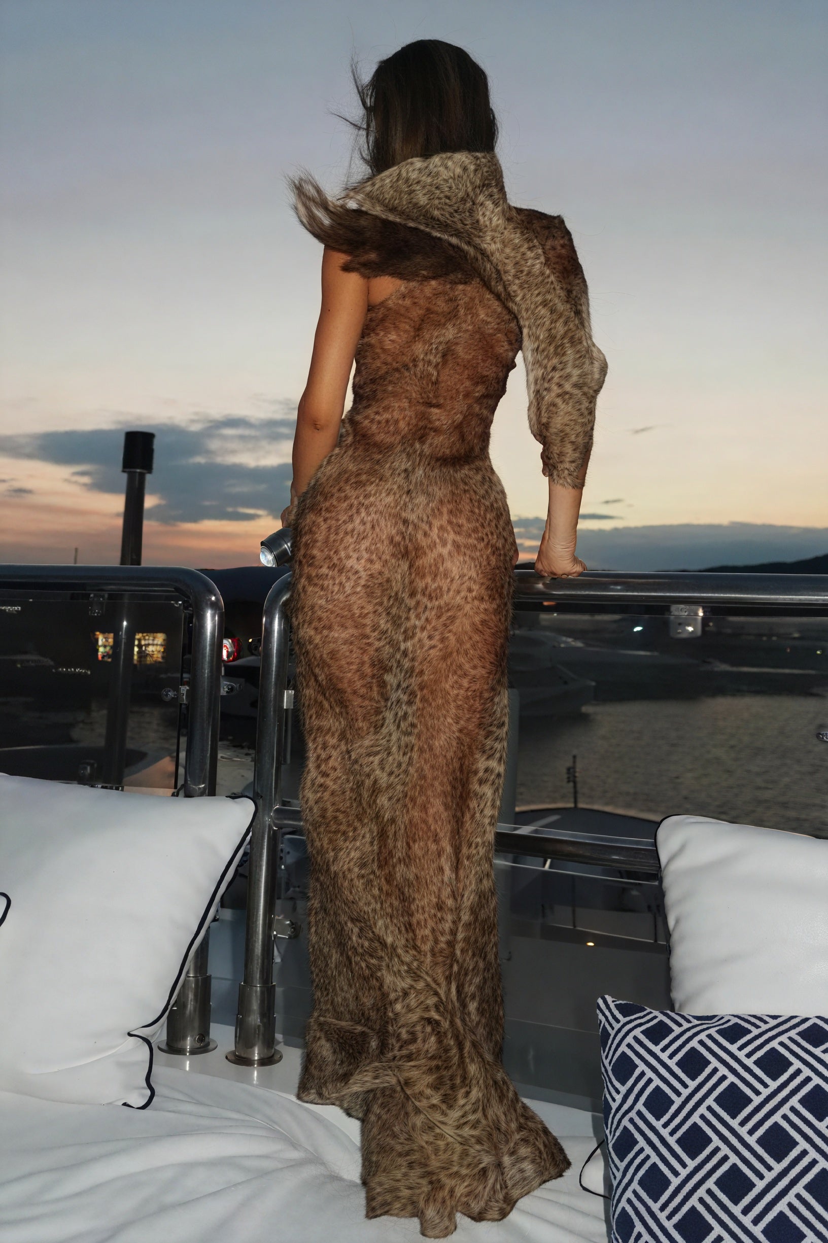 Animal Print One-Shoulder Flowing Maxi Dress