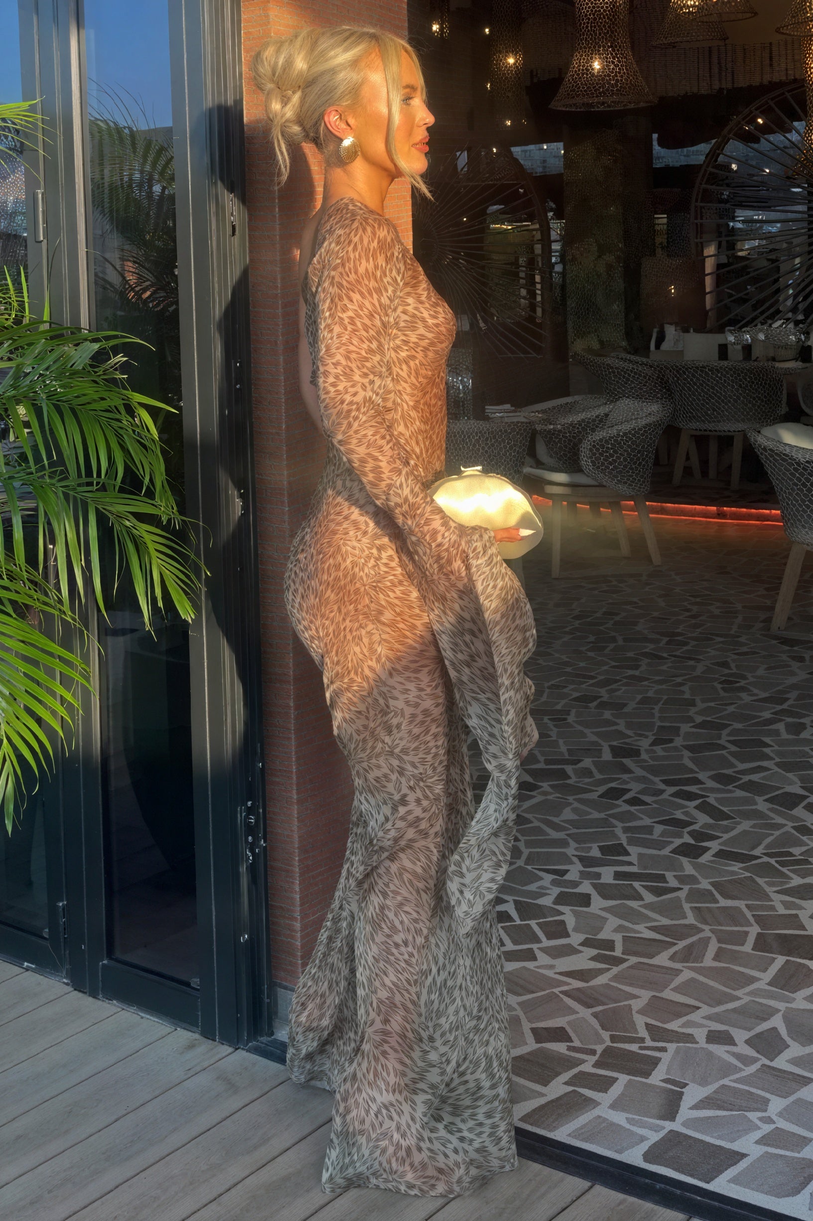 Animal Print One-Shoulder Flowing Maxi Dress