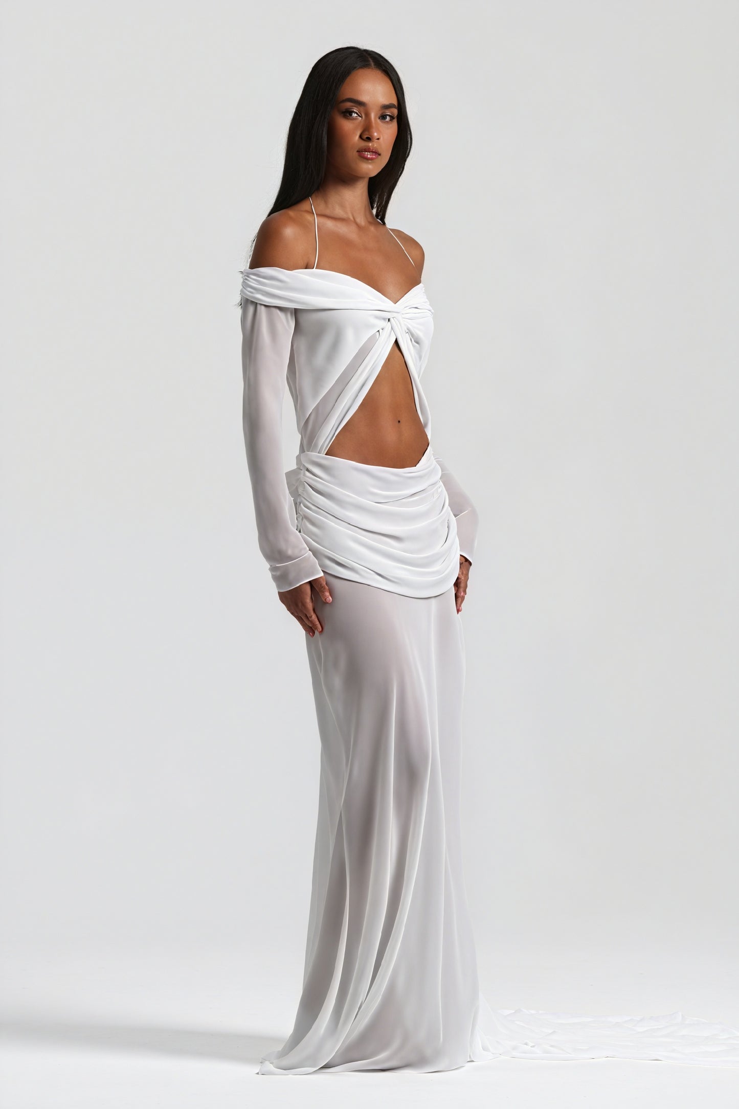 Draped Knot Gown with Keyhole Accent