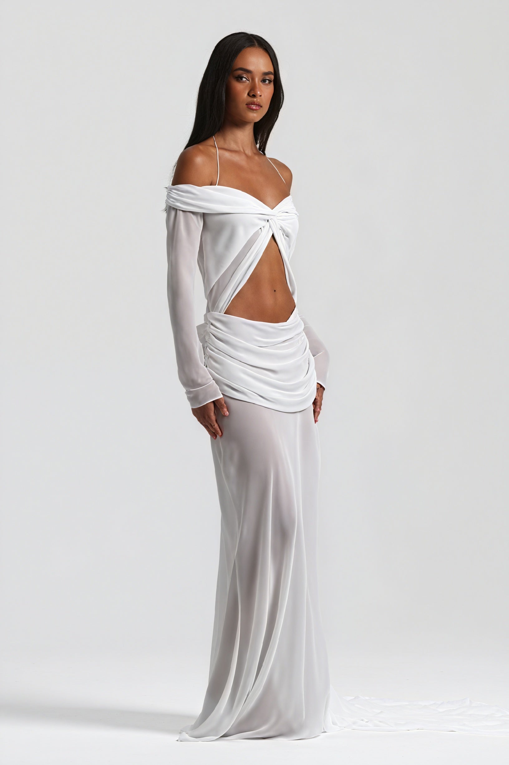 Draped Knot Gown with Keyhole Accent