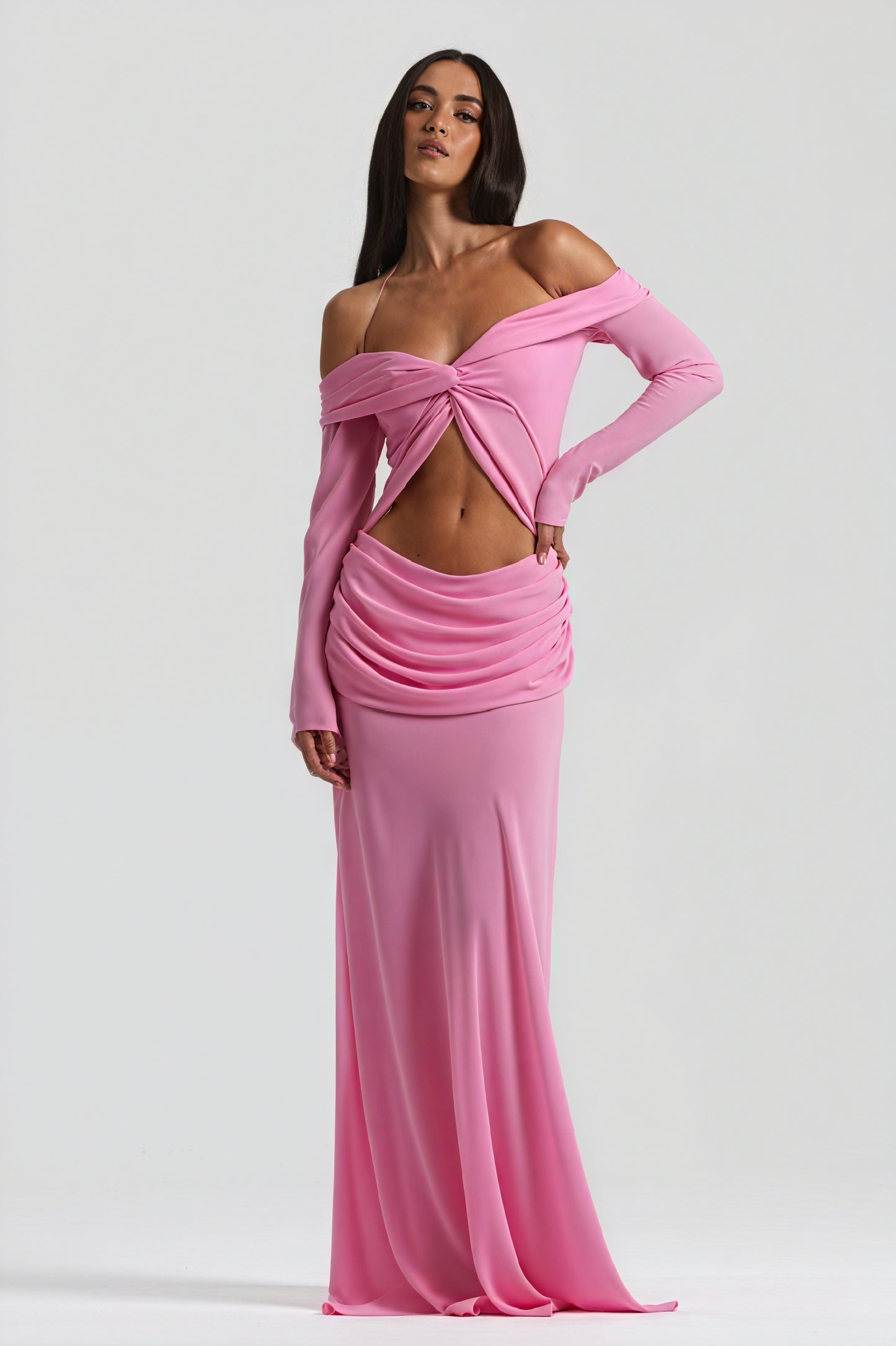 Draped Knot Gown with Keyhole Accent