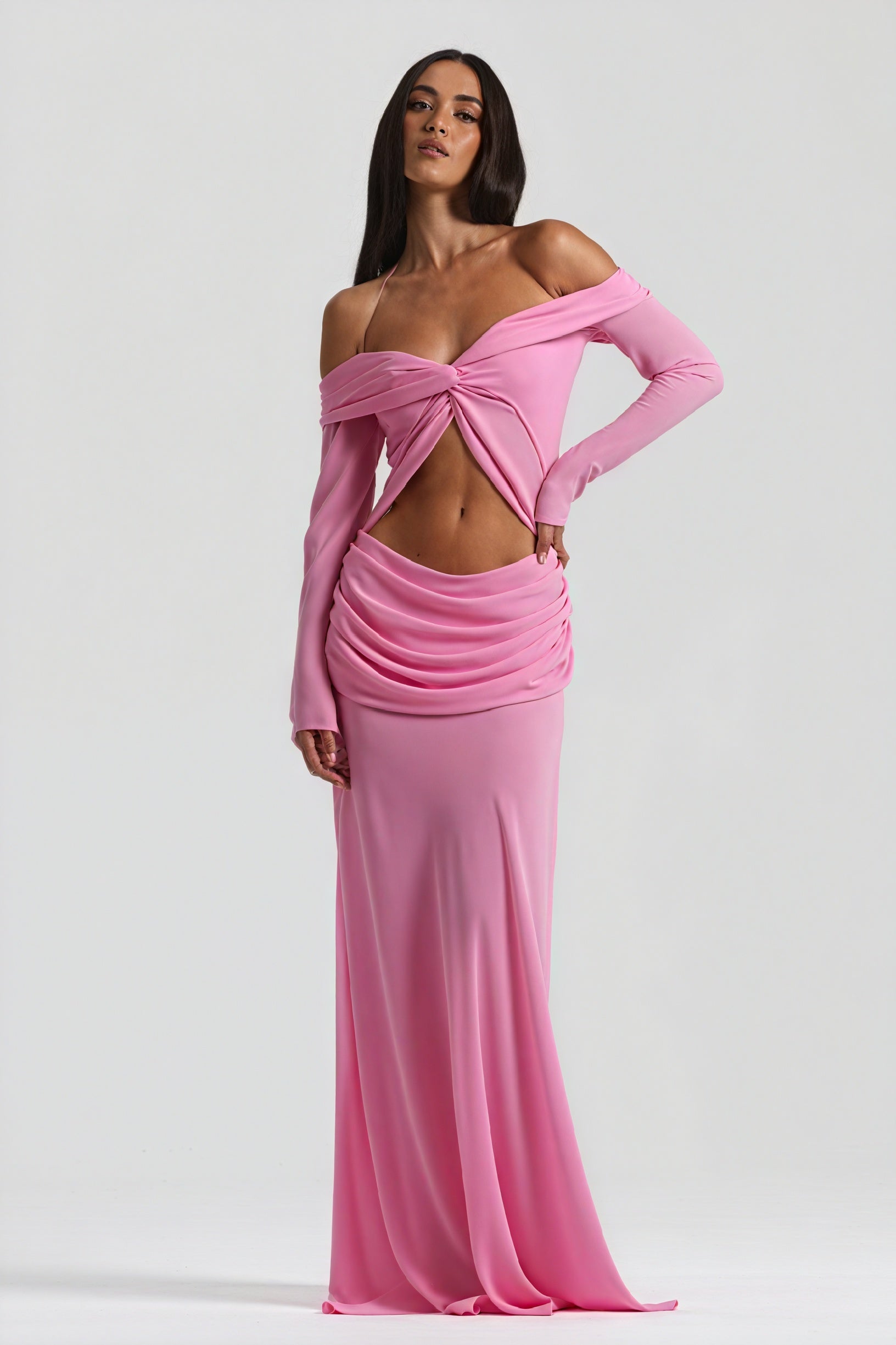 Draped Knot Gown with Keyhole Accent