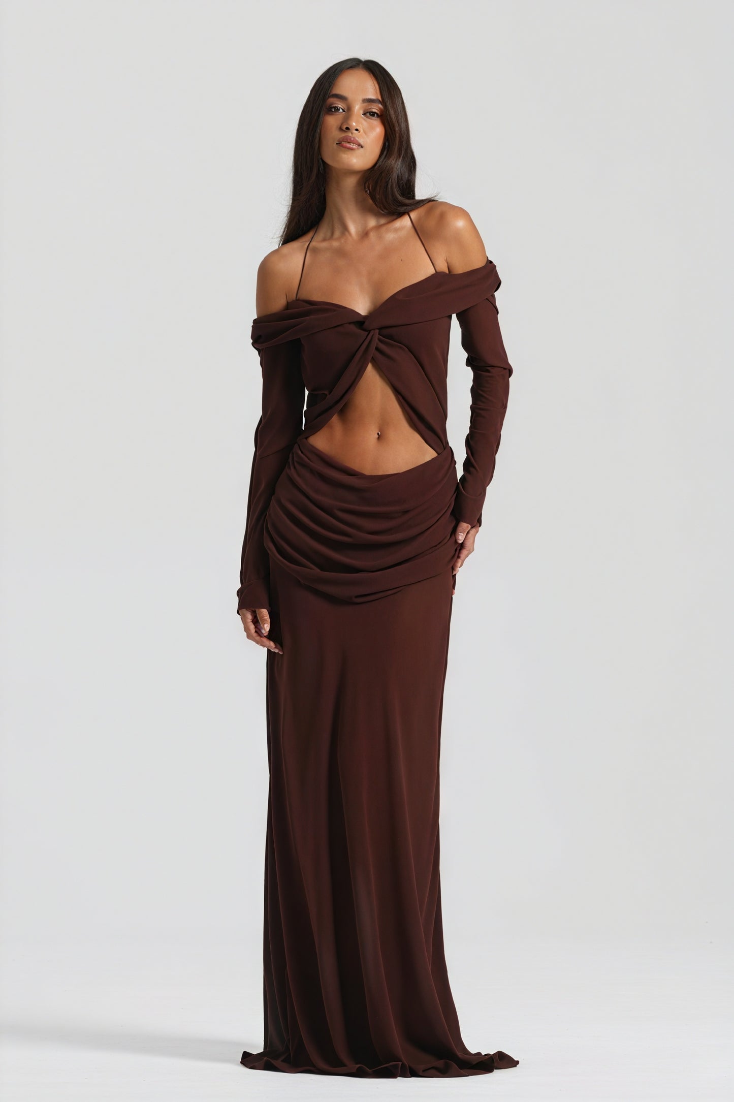 Draped Knot Gown with Keyhole Accent