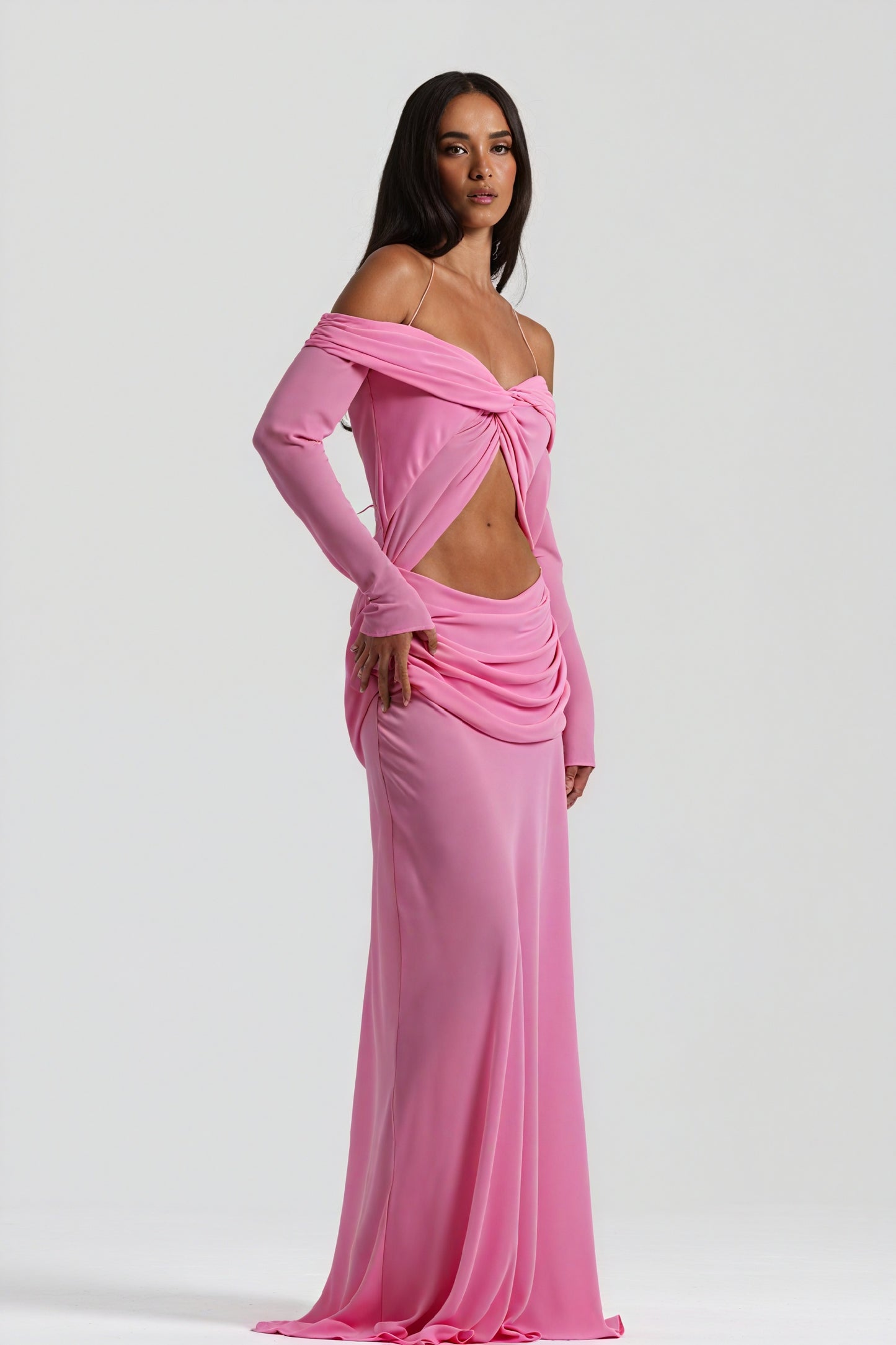 Draped Knot Gown with Keyhole Accent