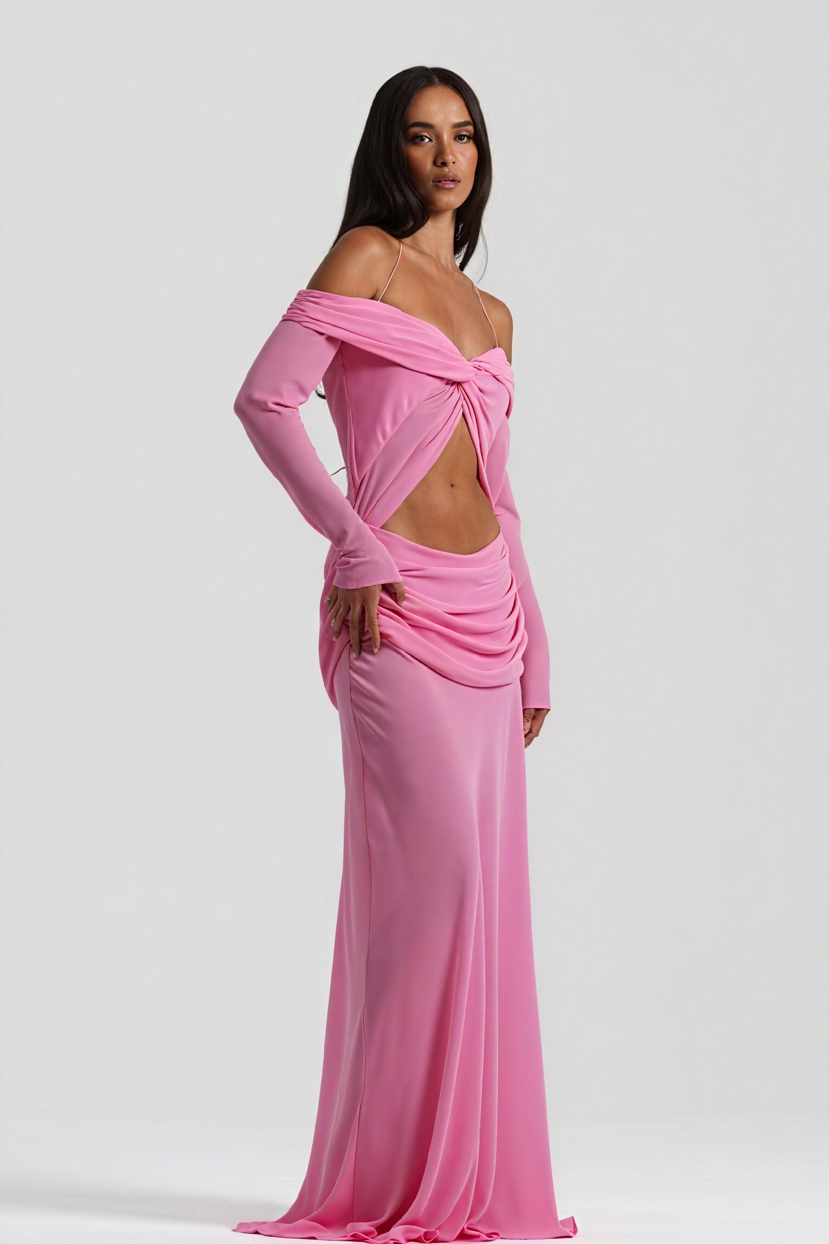 Draped Knot Gown with Keyhole Accent