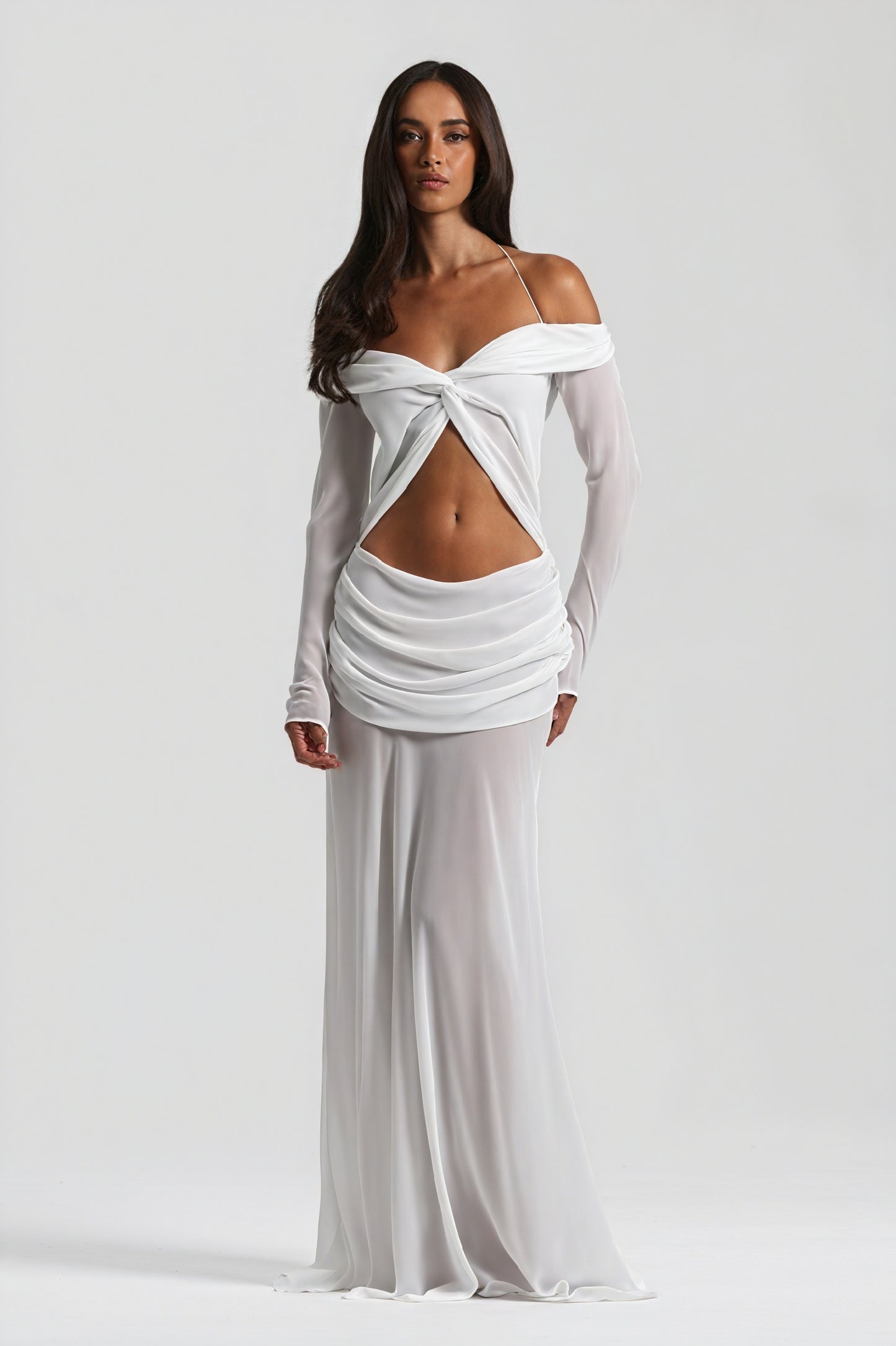Draped Knot Gown with Keyhole Accent