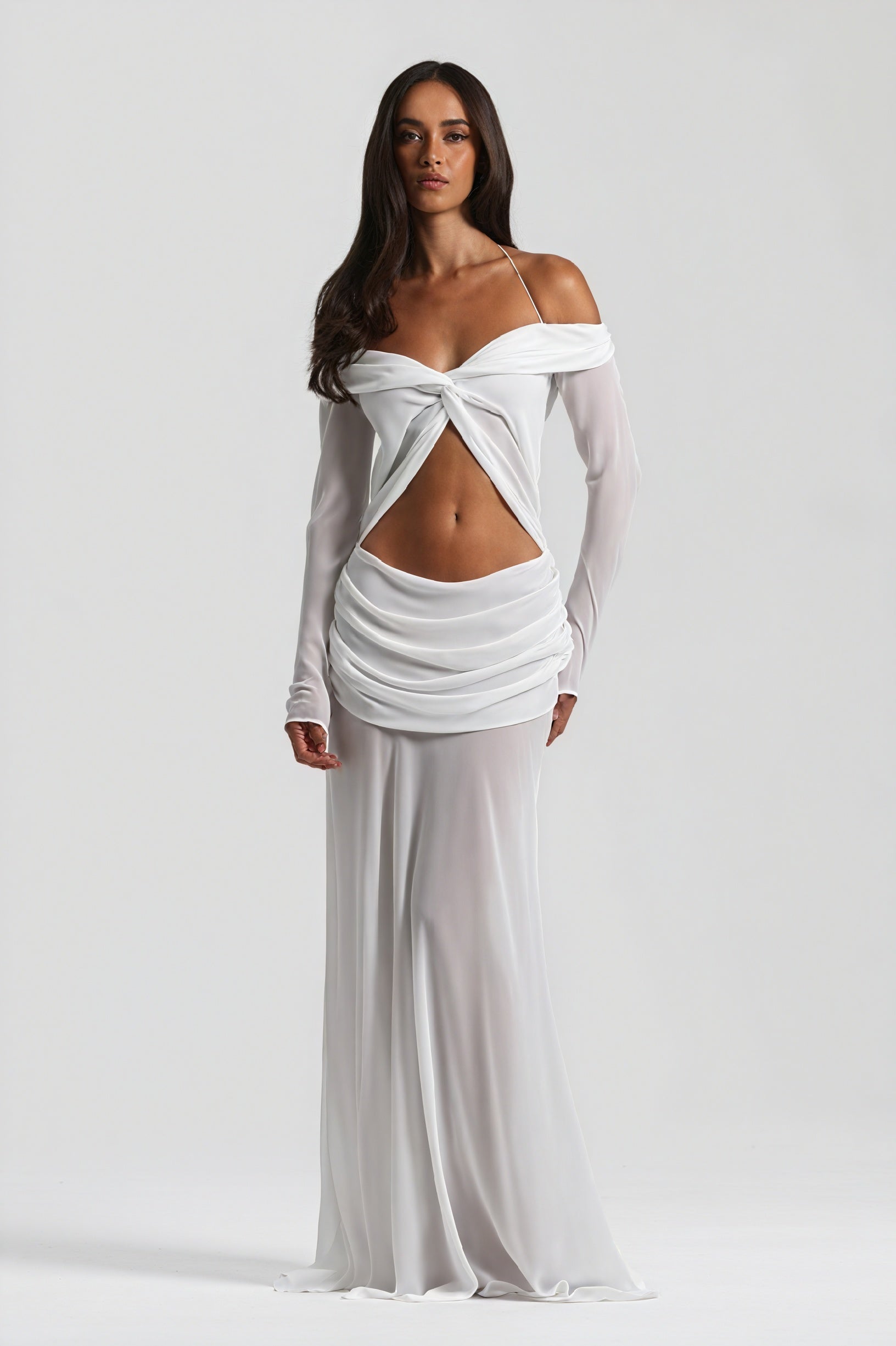 Draped Knot Gown with Keyhole Accent