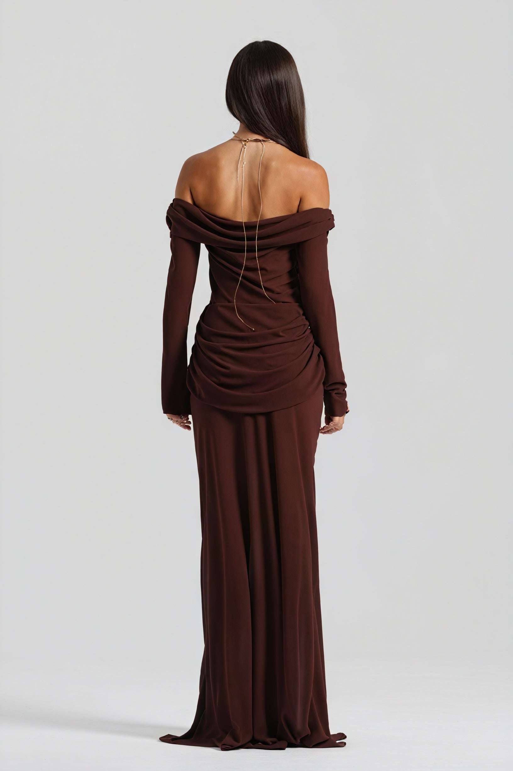 Draped Knot Gown with Keyhole Accent