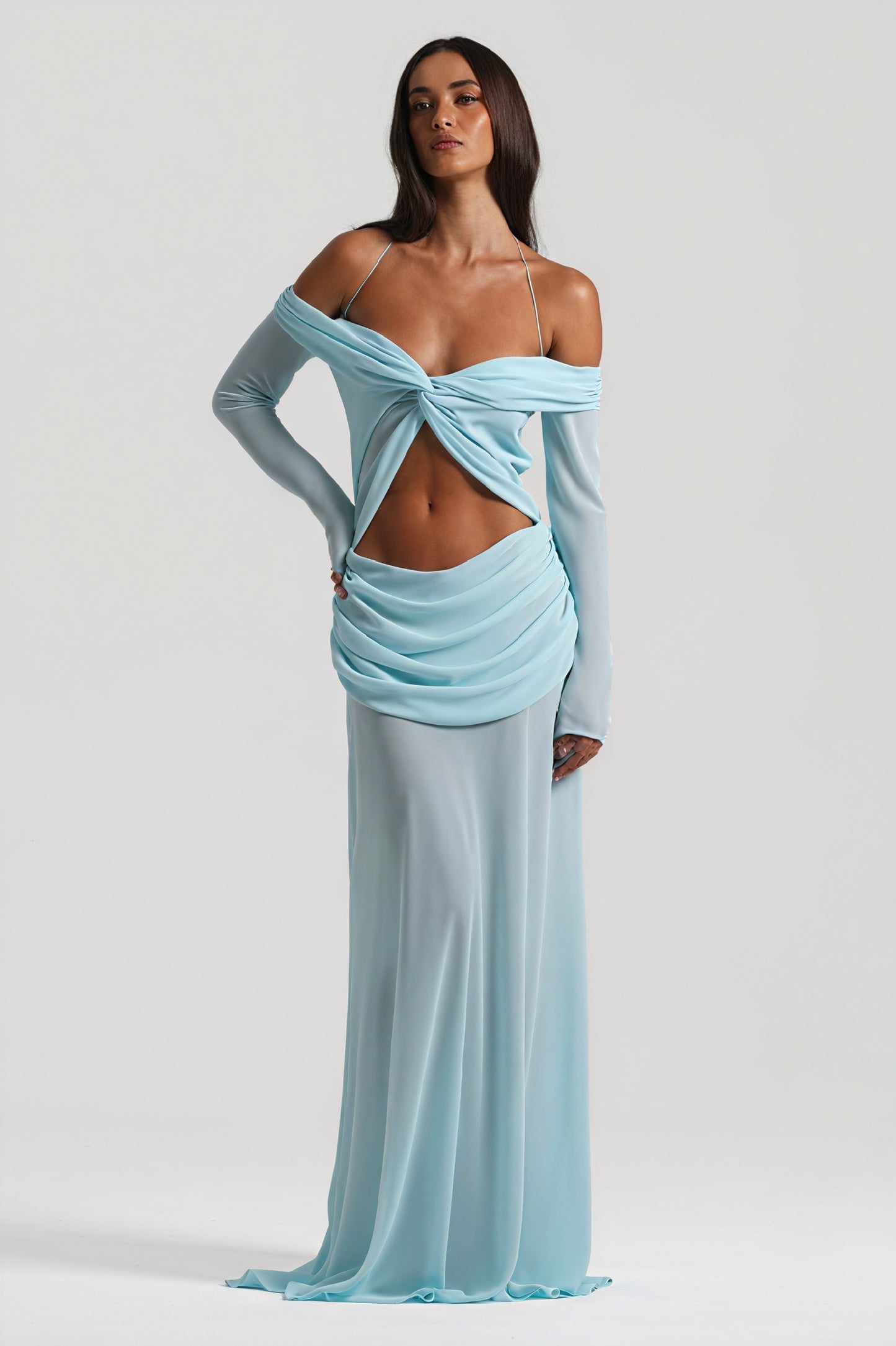 Draped Knot Gown with Keyhole Accent