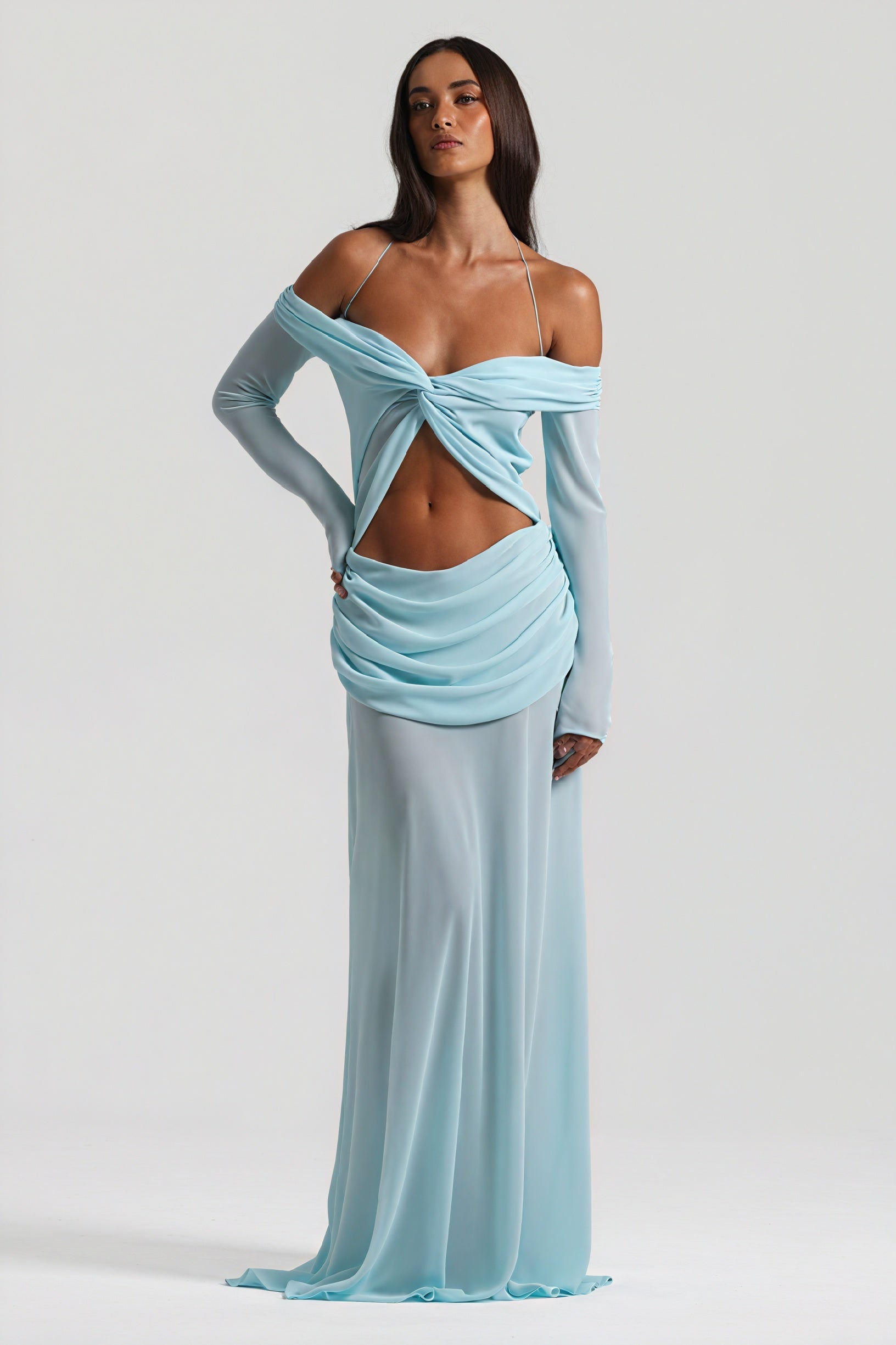 Draped Knot Gown with Keyhole Accent